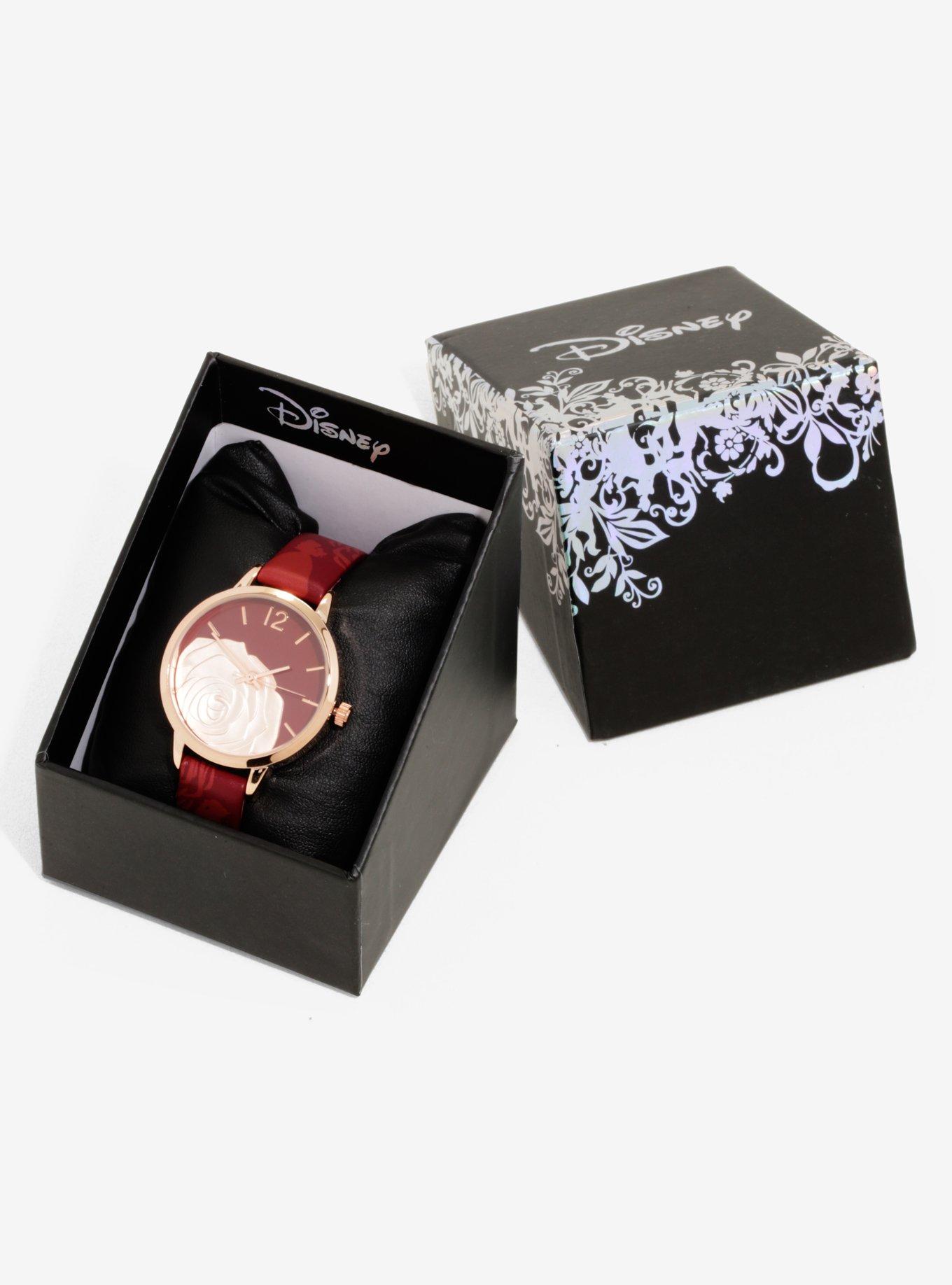 Beauty And The Beast Maroon And Gold Rose Watch - BoxLunch Exclusive, , alternate
