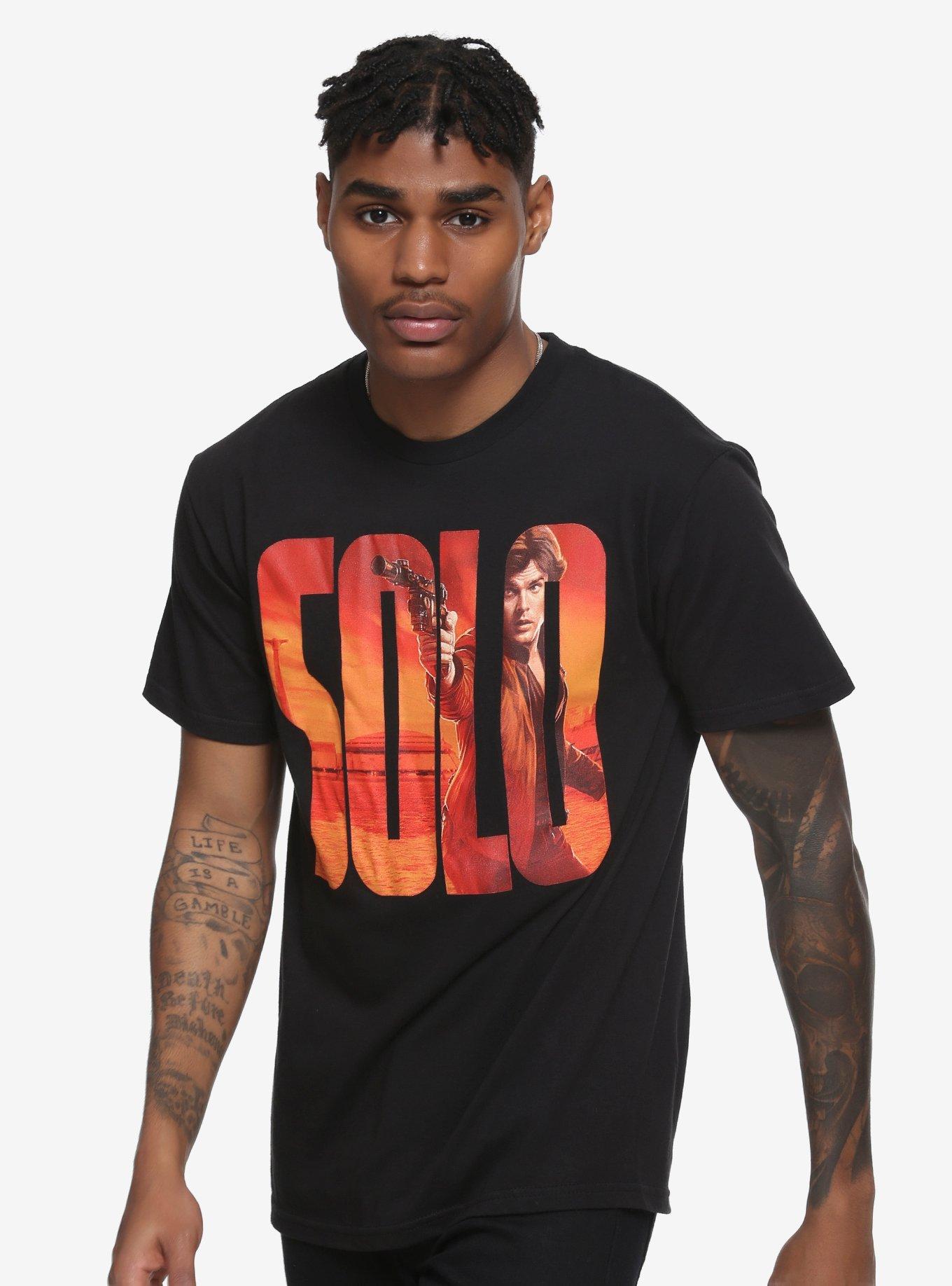 Solo: A Star Wars Story Han Solo Letters T-Shirt Hot Topic Exclusive, BLACK, alternate
