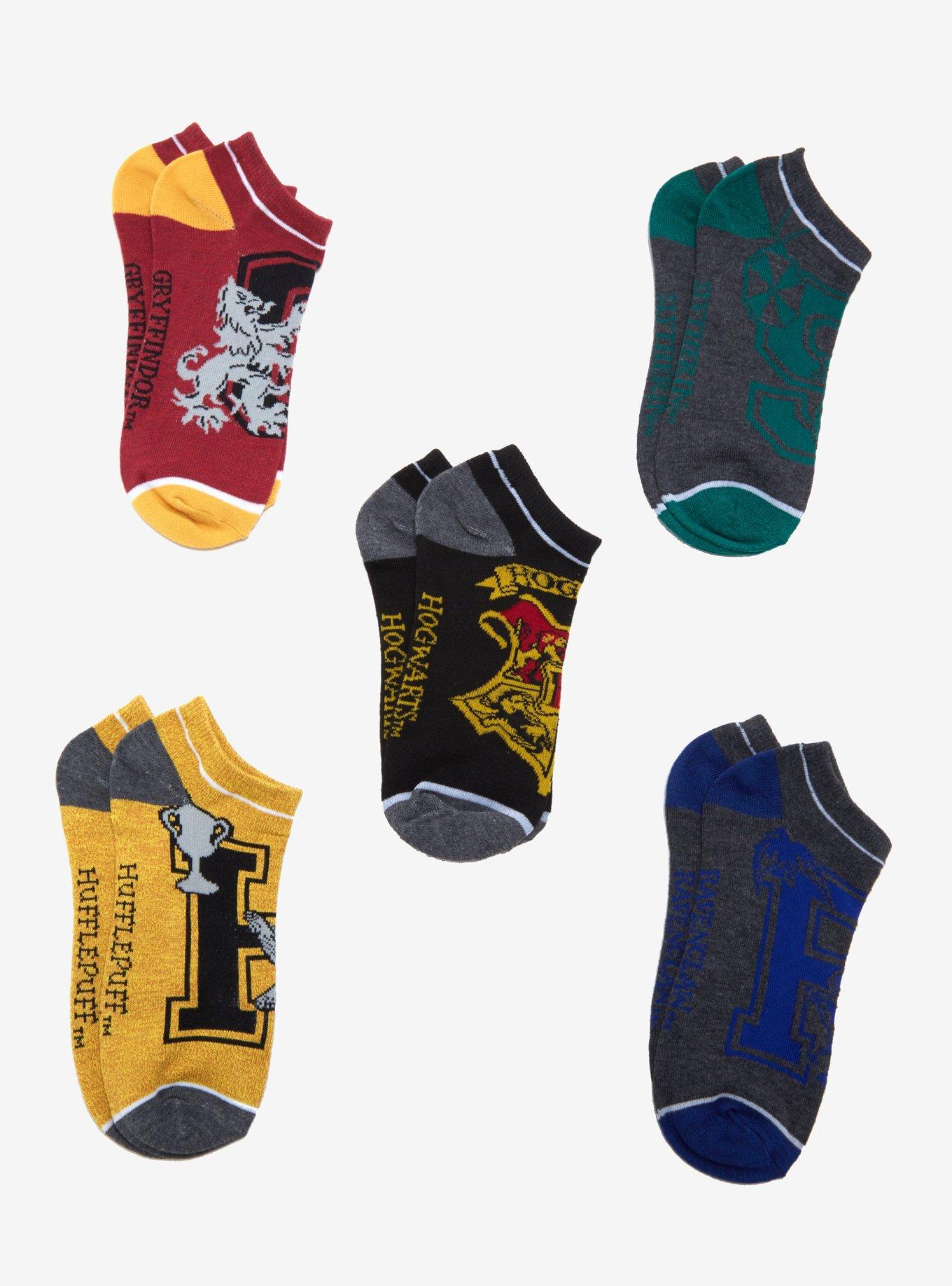 Harry Potter House Varsity Letters No-Show Socks 5 Pair, , alternate