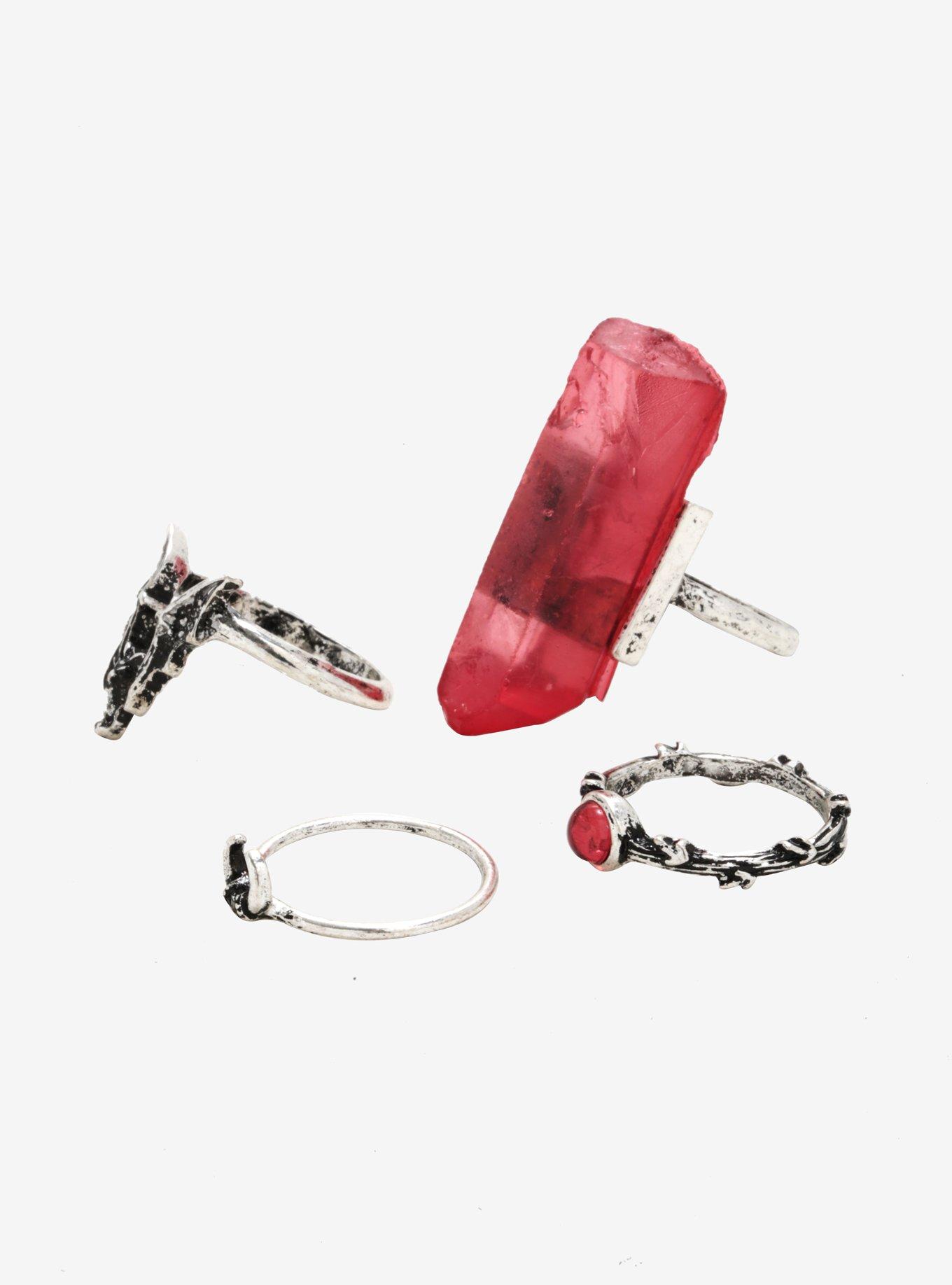 Red Crystal Bat Ring Set, , alternate
