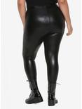 Black Faux Leather Leggings Plus Size, BLACK, alternate