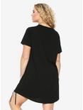 Black Glitter Skull Lace-Up Hem T-Shirt Dress Plus Size, , alternate