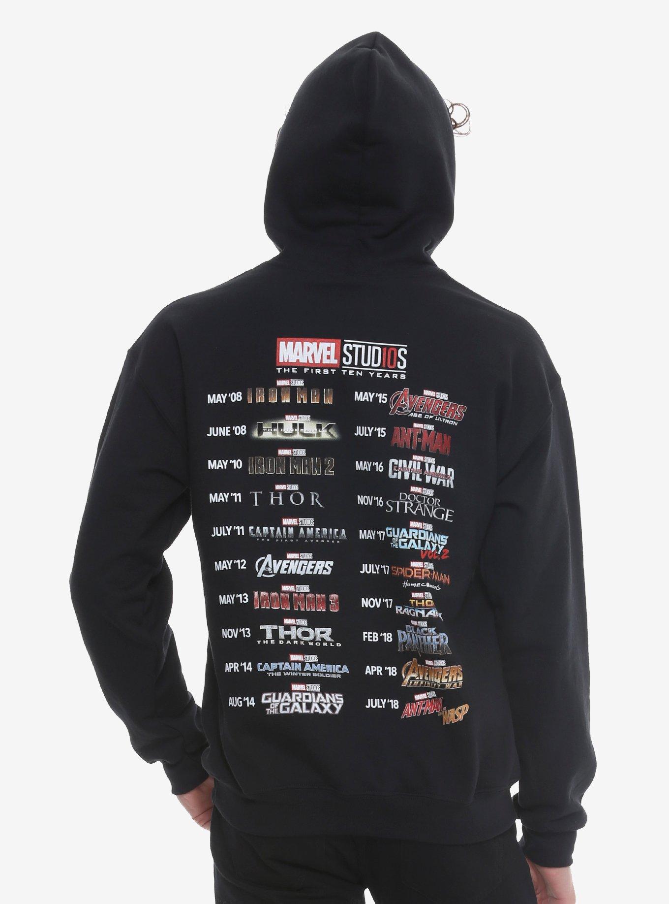 Marvel First Ten Years Tour Hoodie Hot Topic Exclusive, BLACK, alternate