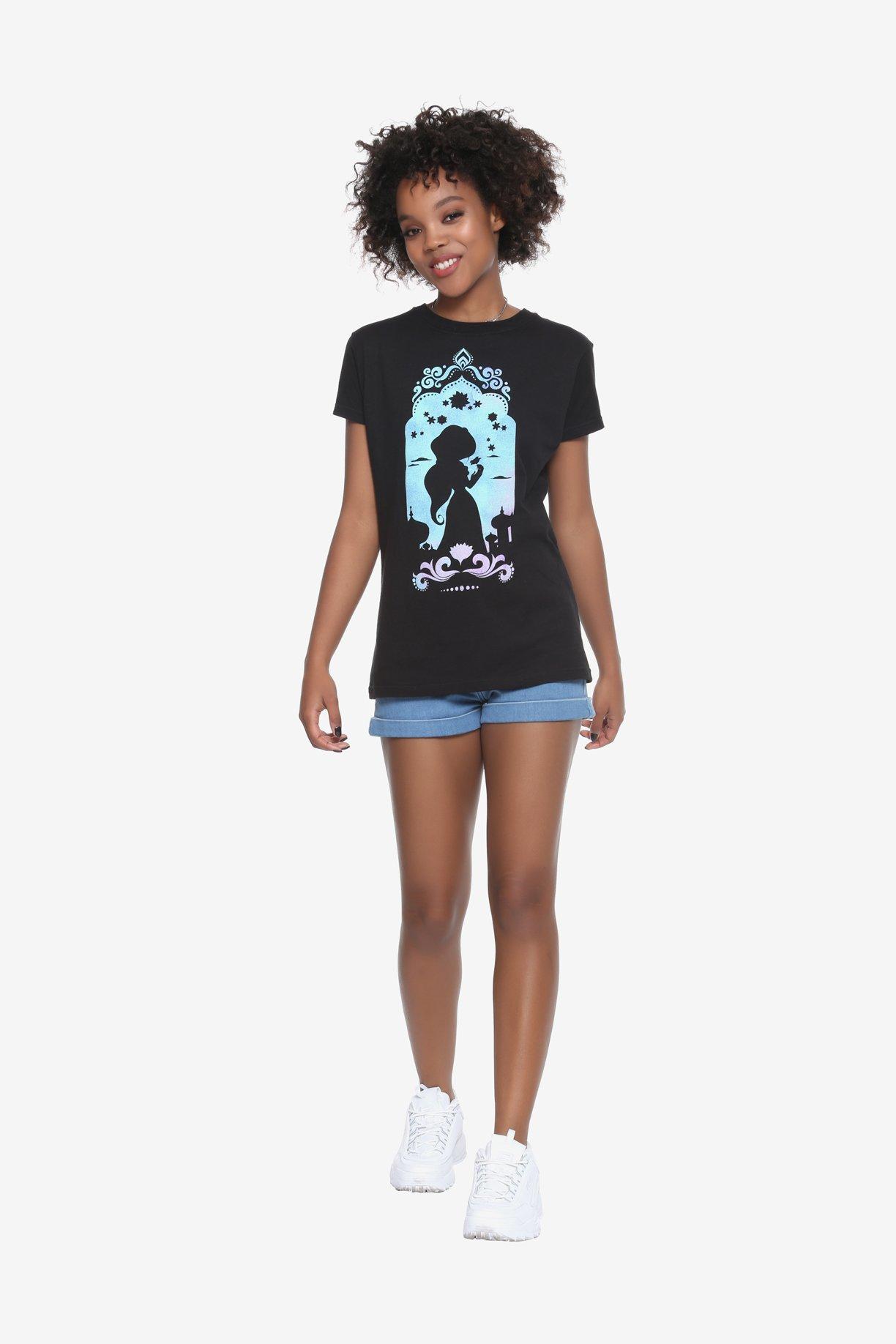Disney Aladdin Jasmine Watercolor Silhouette Girls T-Shirt, HEATHER GREY, alternate