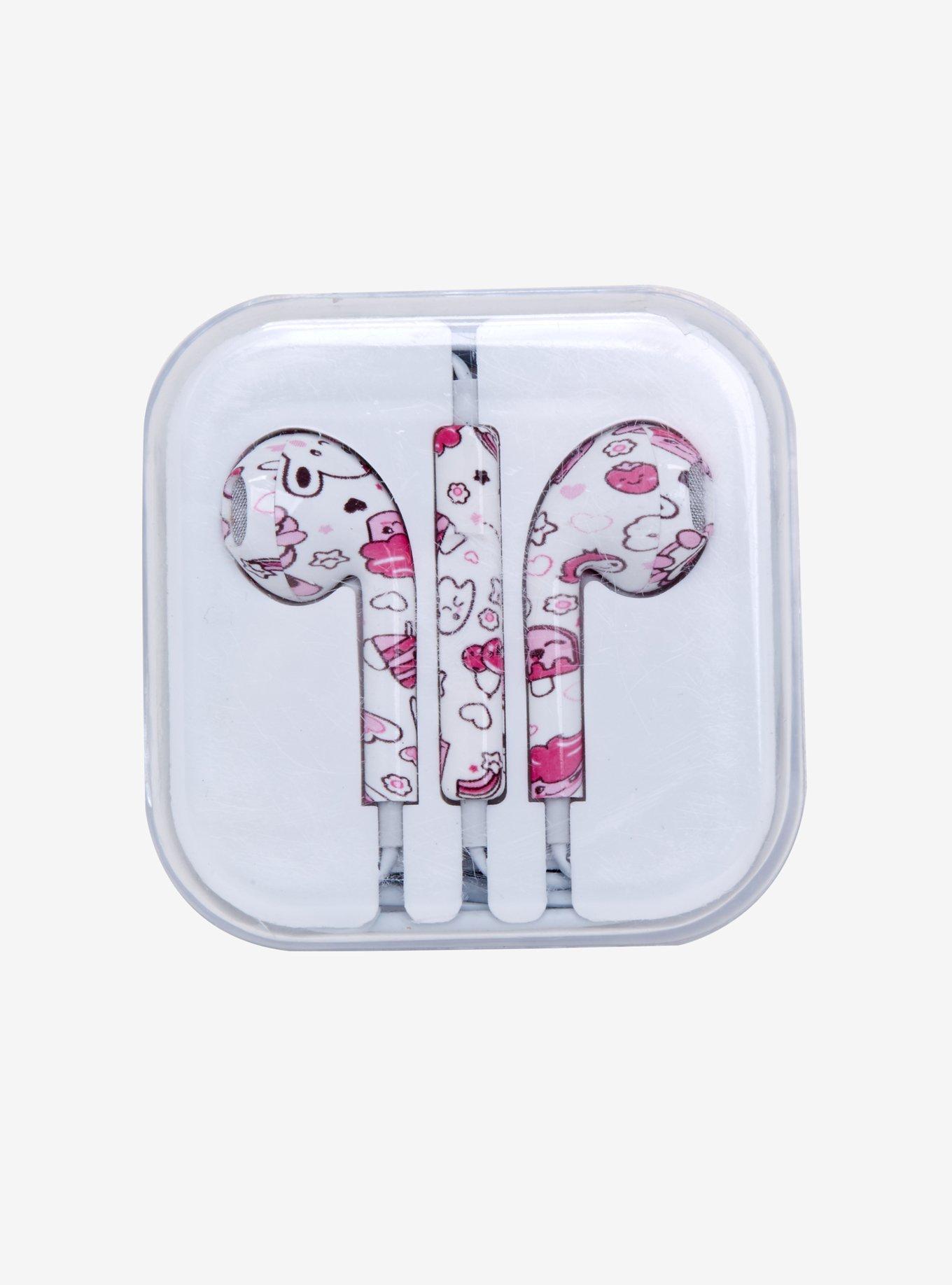 Pink & White Kawaii Earbuds, , alternate