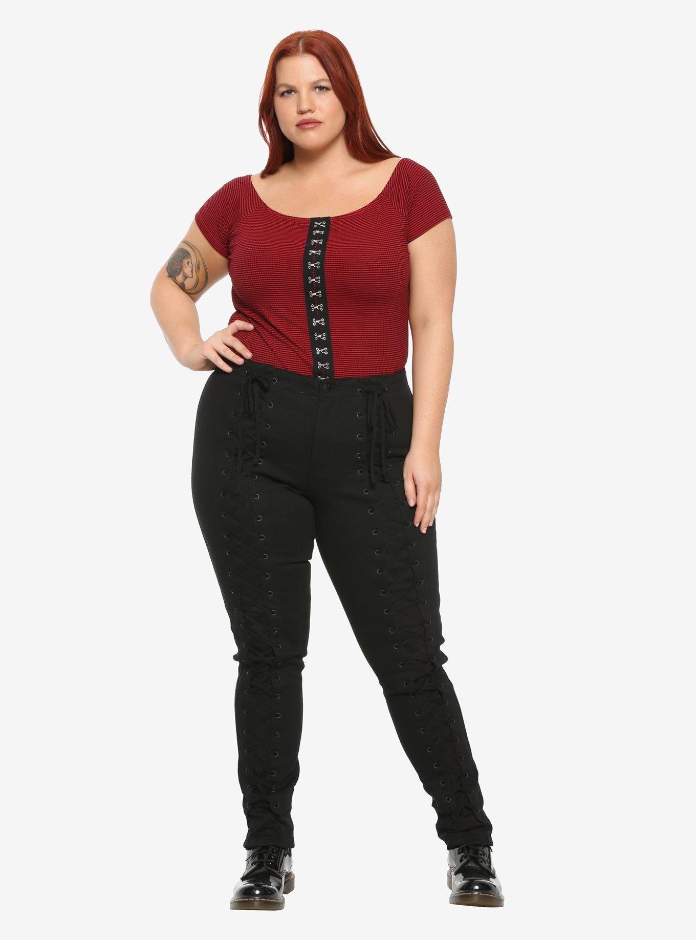 Tripp Black Lace-Up Pants Plus Size, , alternate