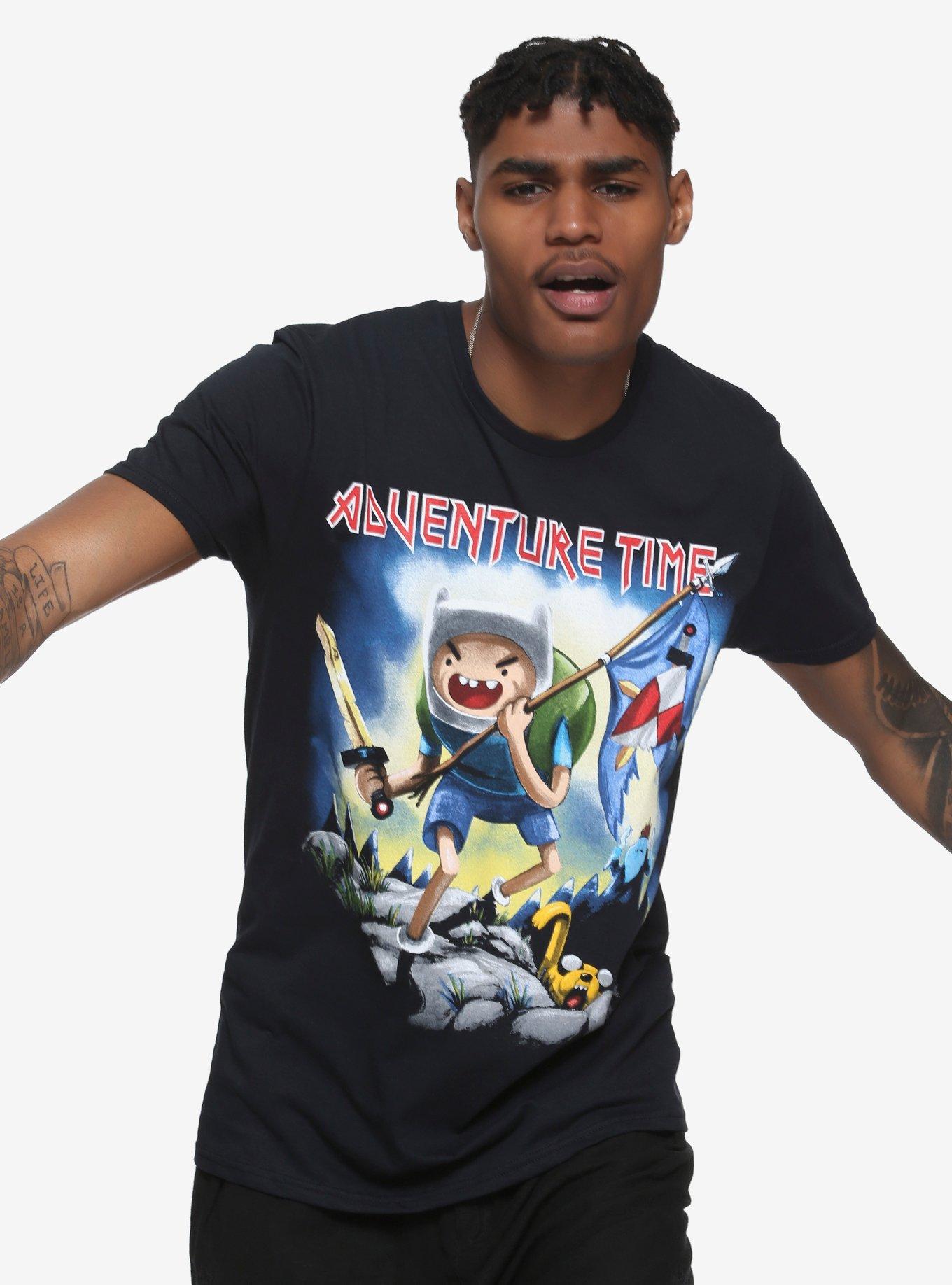 Adventure Time Fin With Flag Metal T-Shirt Hot Topic Exclusive, , alternate