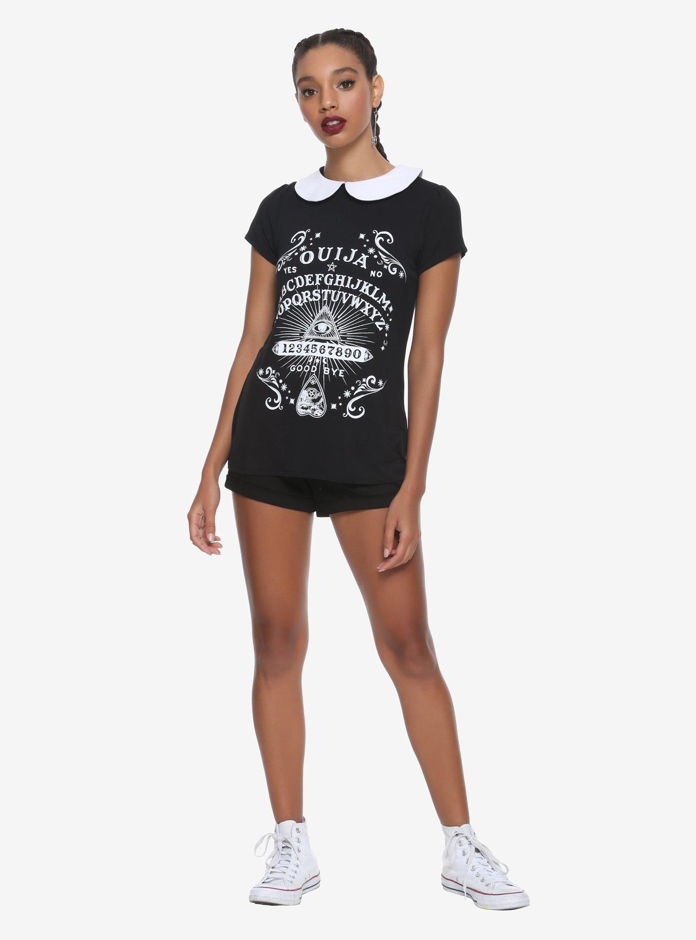 Ouija Board White Peter Pan Collar Girls Top, , alternate