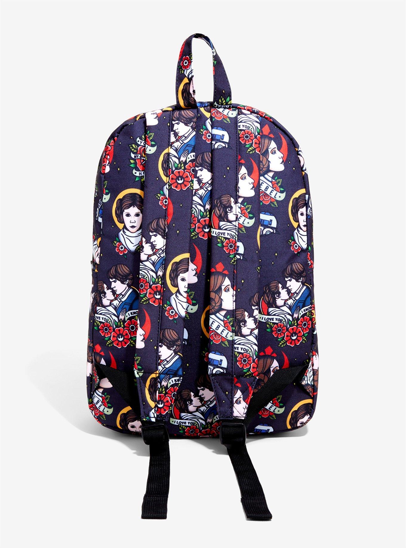 Loungefly Star Wars Leia & Han Tattoo Print Backpack, , alternate