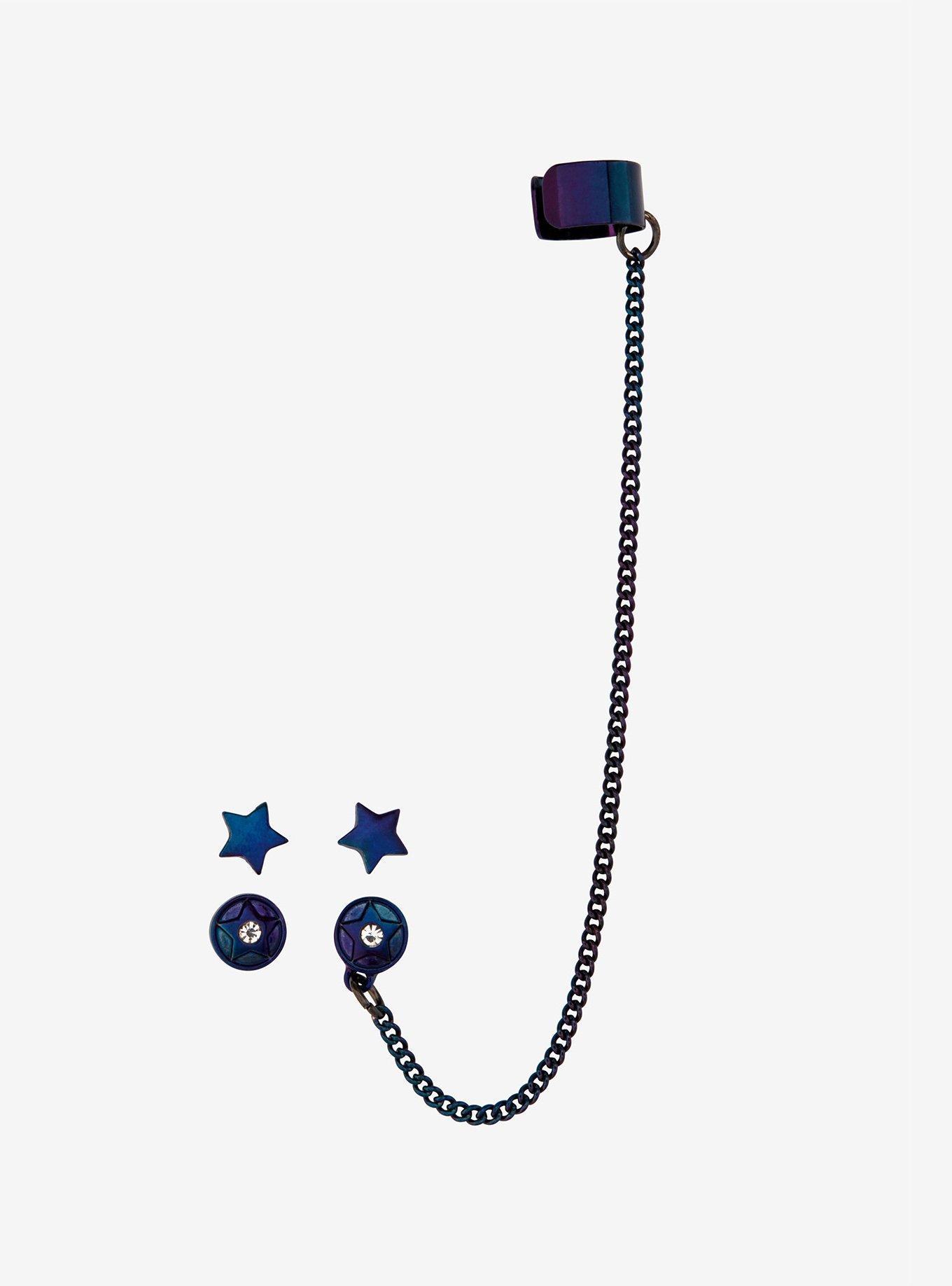 Blackheart Planet Star Moon Cuff Earring Set, , alternate