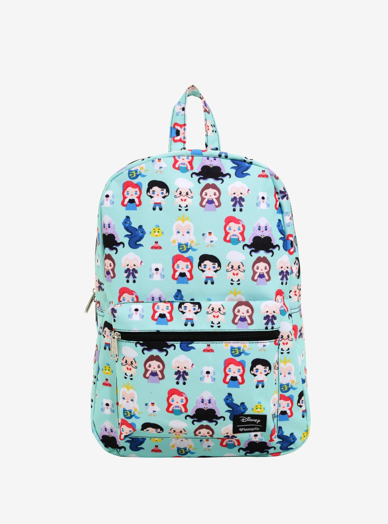 Loungefly Disney The Little Mermaid Chibi Character Print Backpack, , alternate