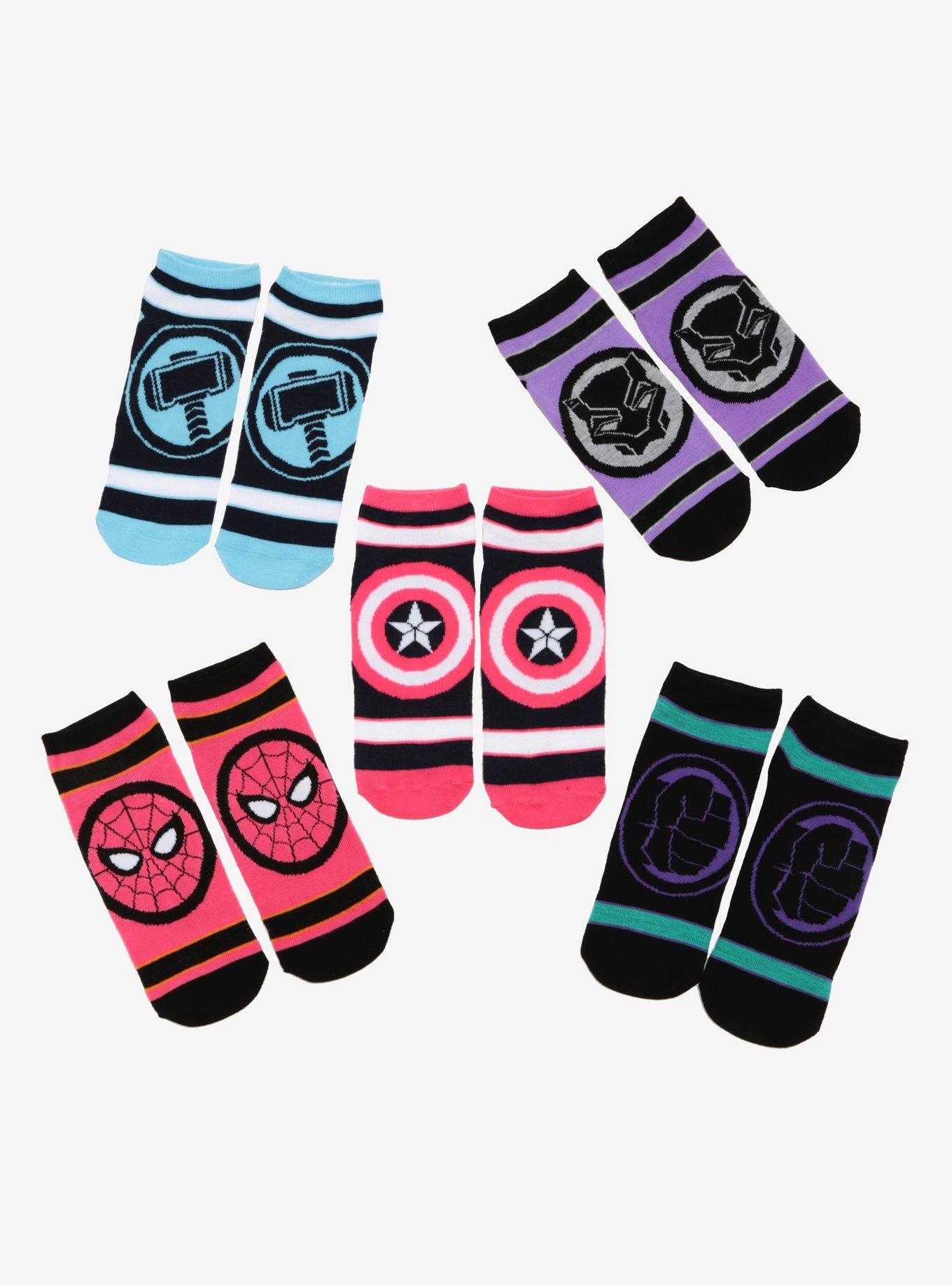 Marvel The Avengers Pastel No-Show Socks 5 Pair, , alternate