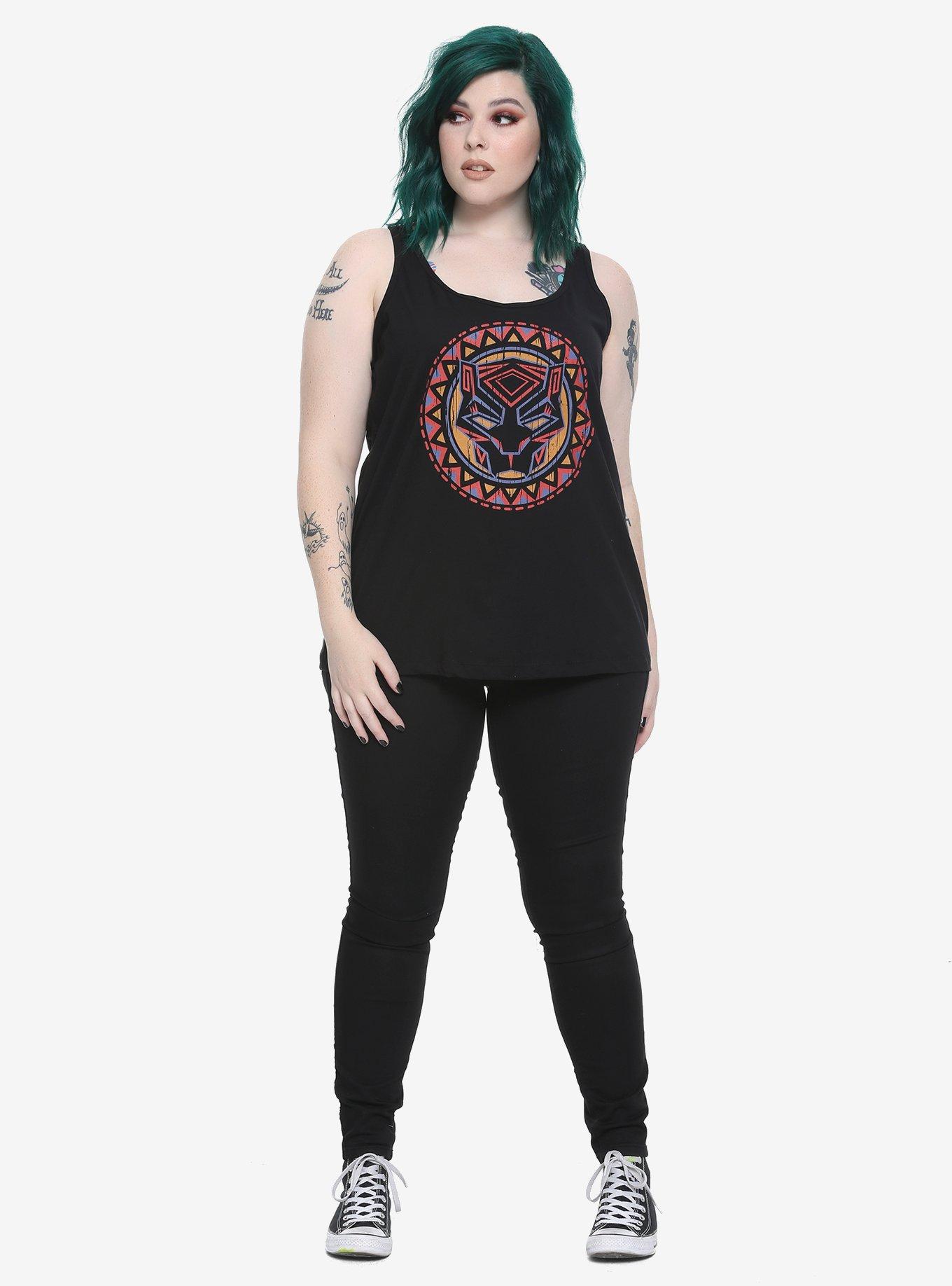 Her Universe Marvel Black Panther Logo Girls Tank Top Plus Size, BLACK, alternate
