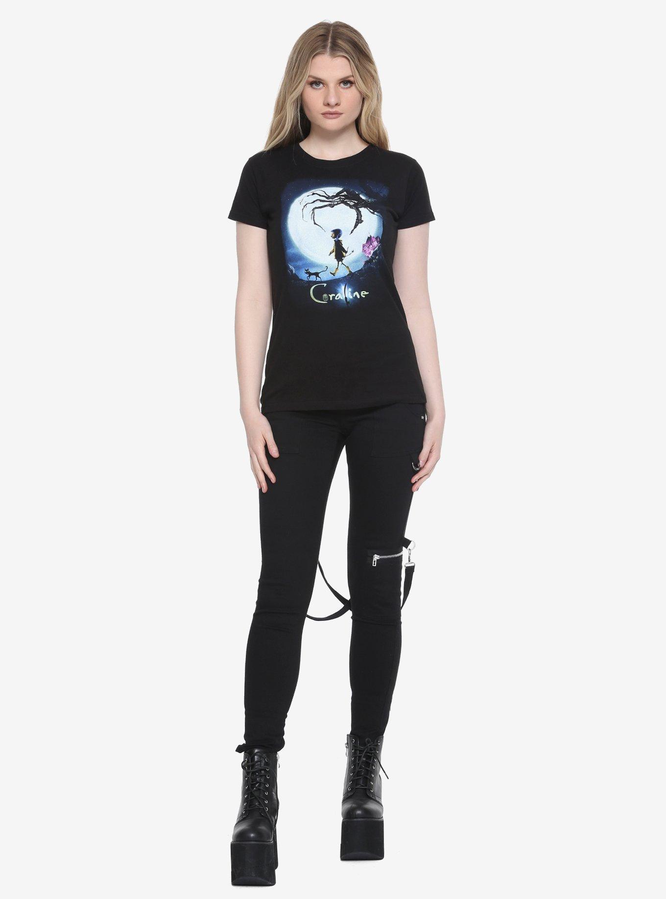 Coraline Movie Poster Girls T-Shirt, BLACK, alternate