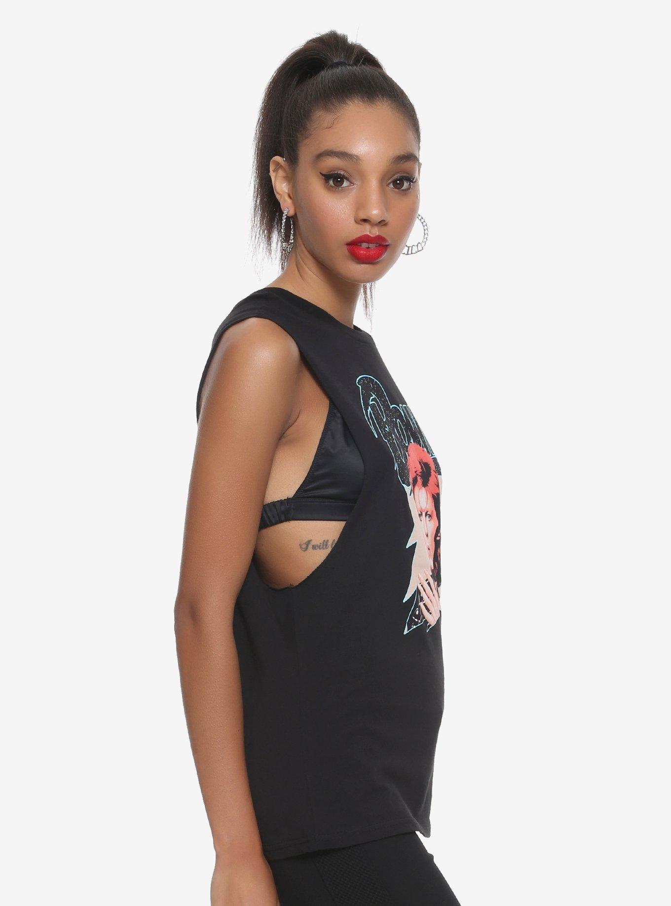 David Bowie Red Lips Girls Muscle Top, , alternate