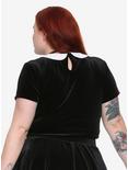 Black & White Collar Short-Sleeve Girls Crop Top Plus Size, BLACK, alternate