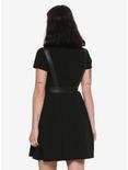 Black Faux Leather Harness Dress, , alternate
