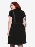 Black Faux Leather Harness Dress Plus Size, , alternate