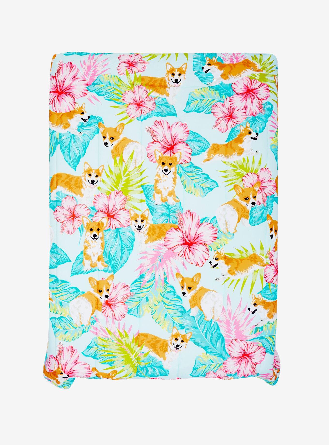 Corgi Tropical Full/Queen Comforter, , alternate