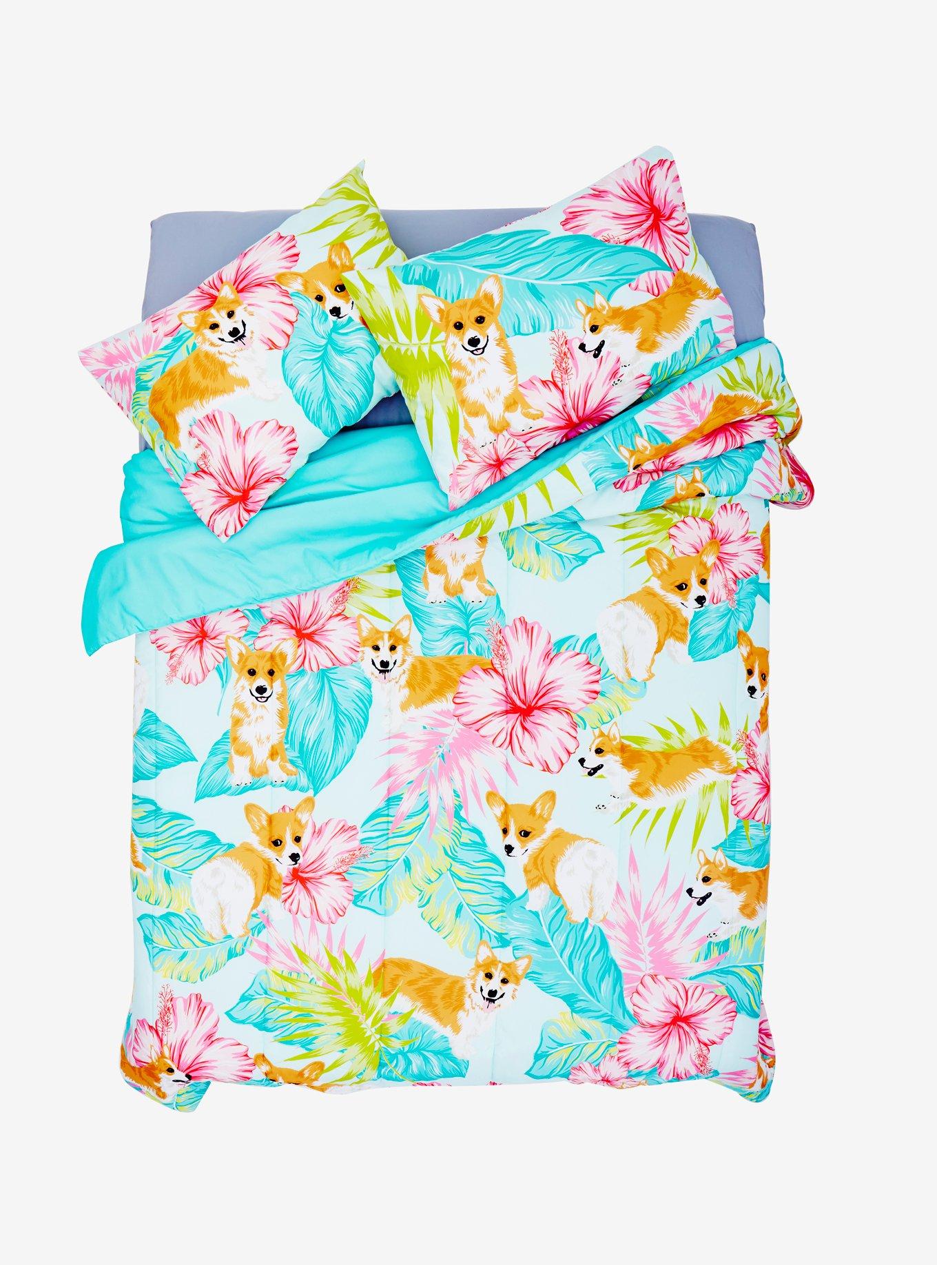 Corgi Tropical Full/Queen Comforter, , alternate