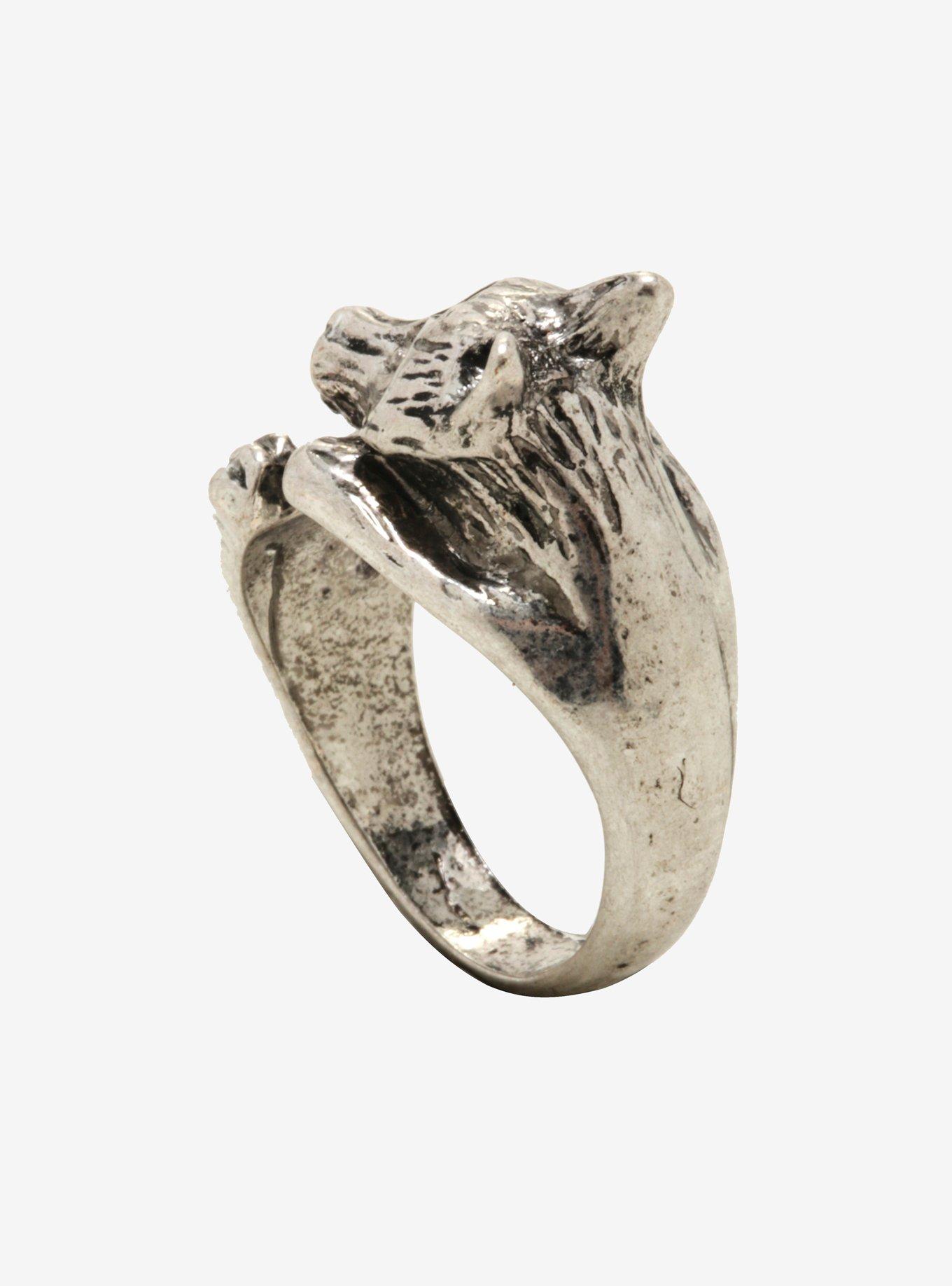 Blackheart Wolf Wrap Ring, , alternate