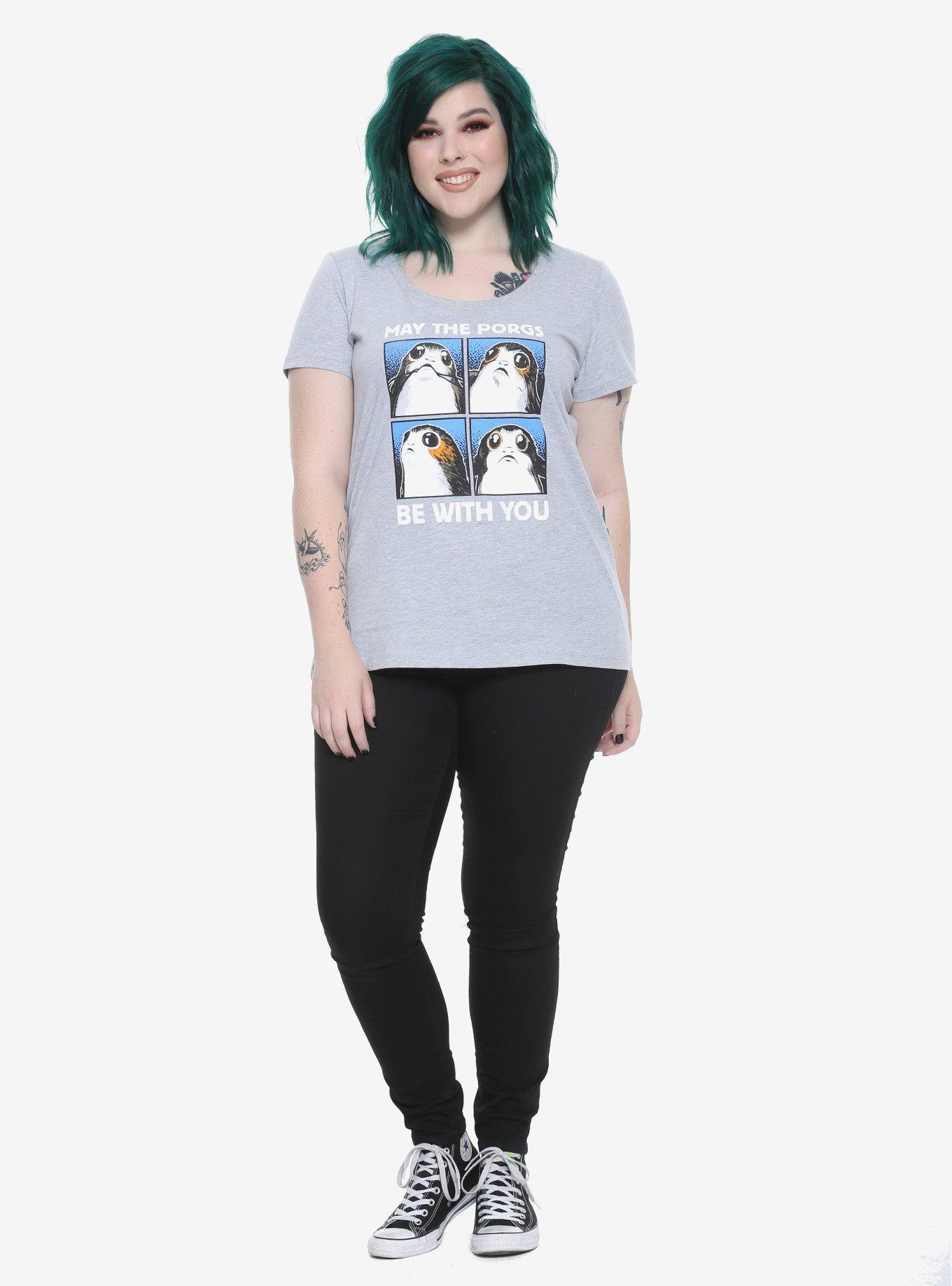 Star Wars Porgs Be With You Girls T-Shirt Plus Size, GREY, alternate