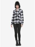 Black & White Hooded Flannel Girls Shirt, , alternate