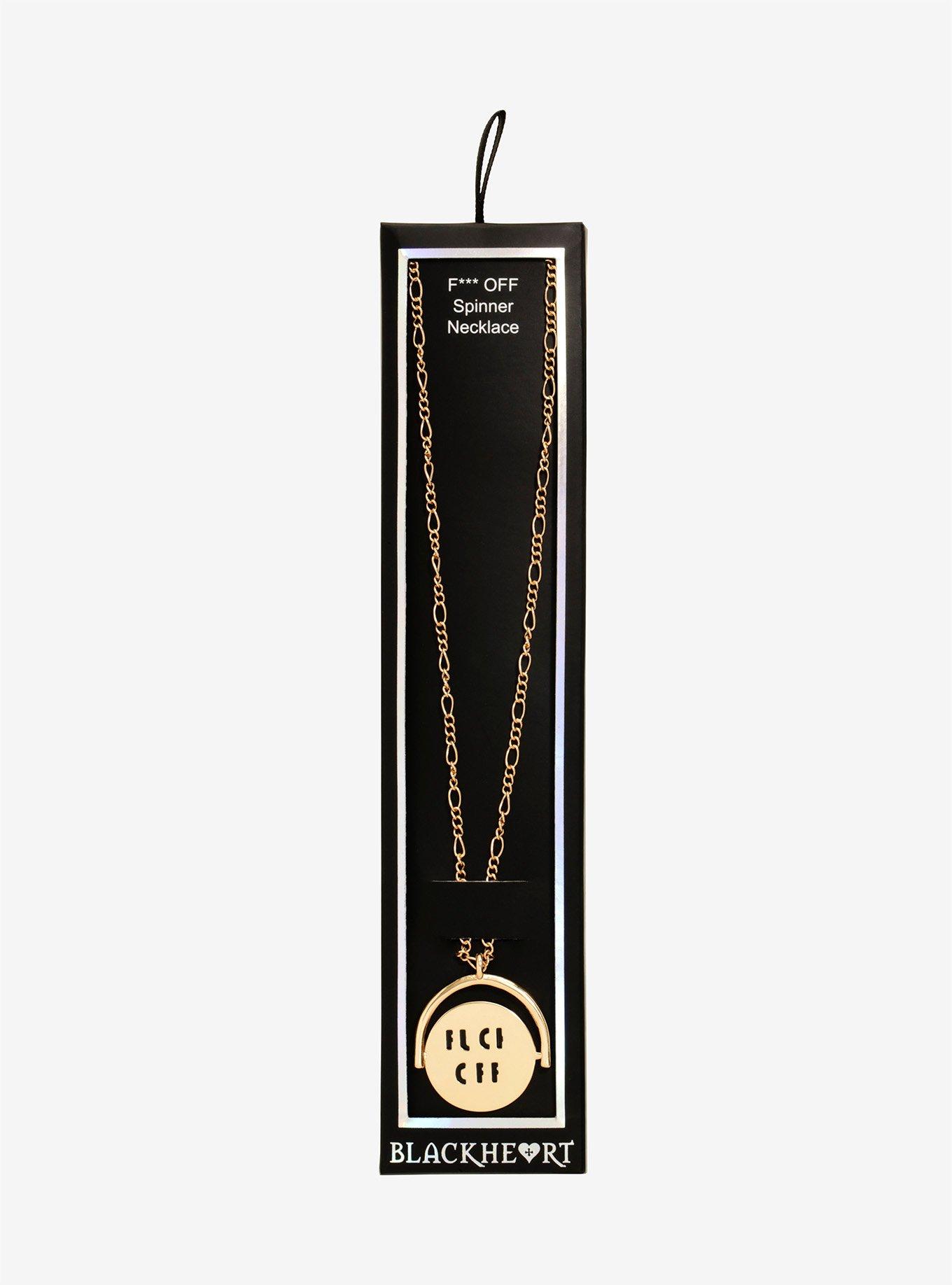 Blackheart Gold F**k Off Spinner Necklace, , alternate