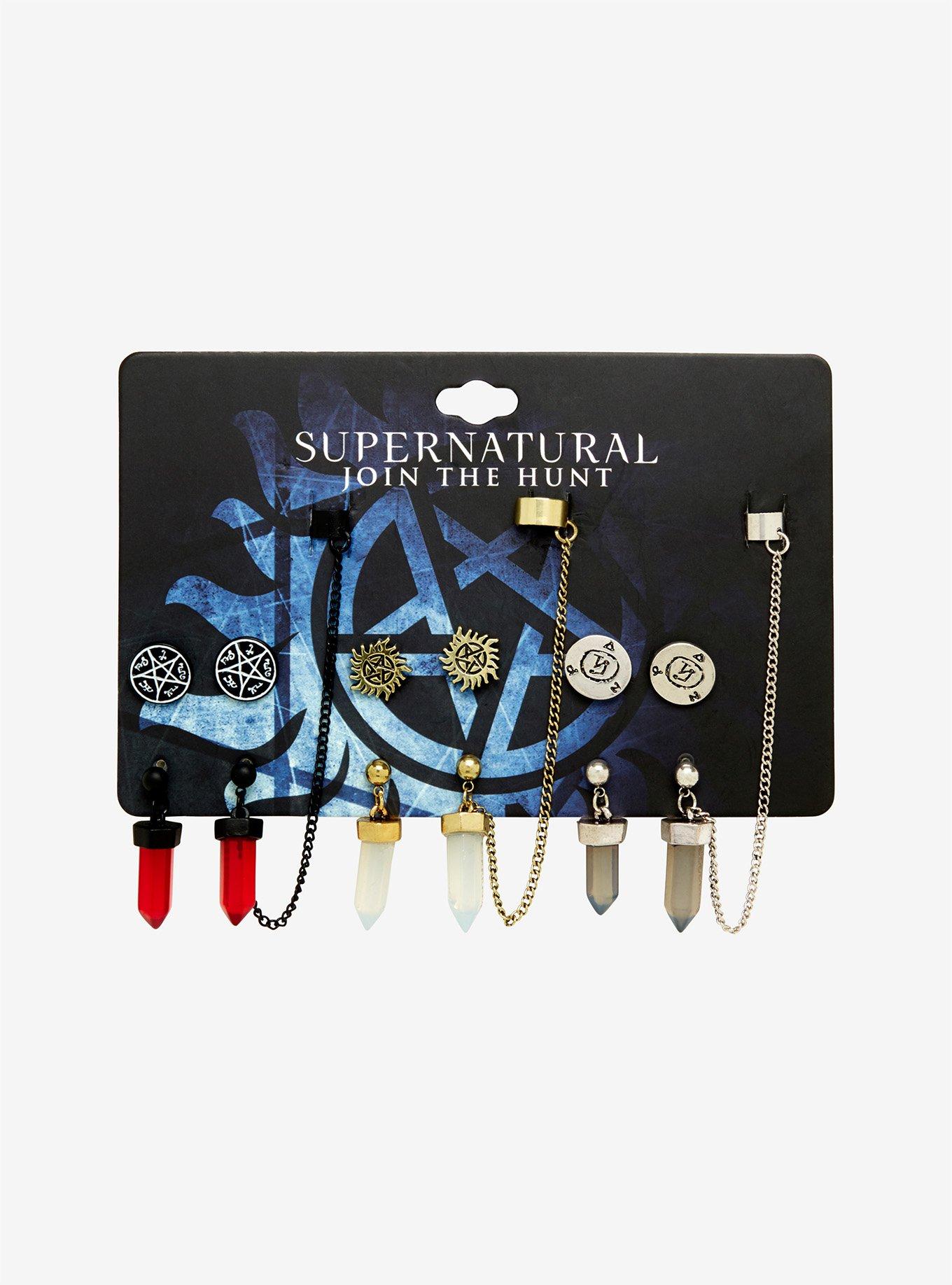 Supernatural Protection Symbols Stud & Ear Cuff Set, , alternate