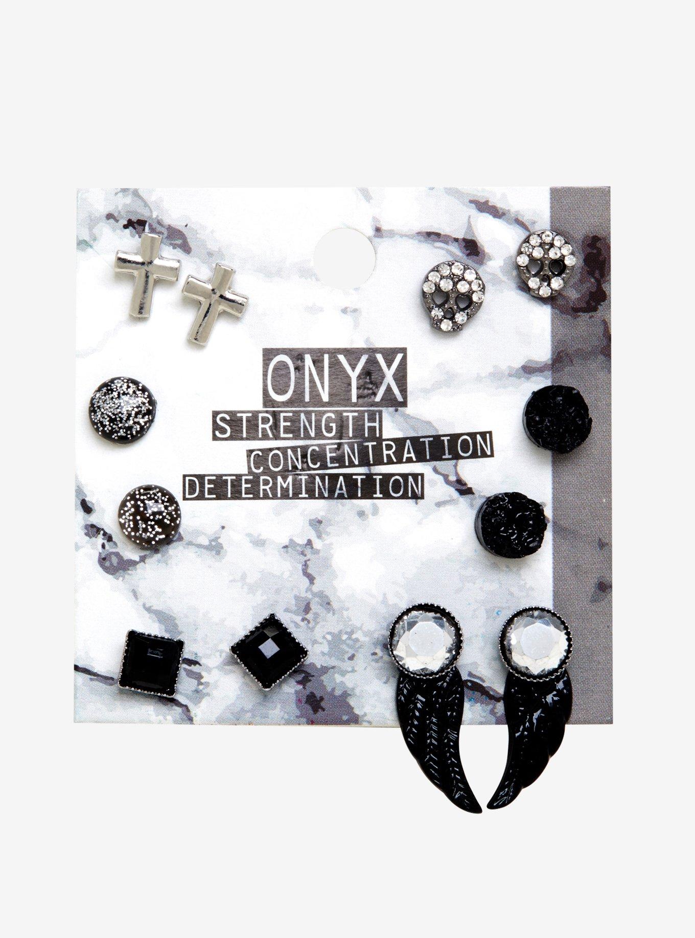 Onyx Crystal Earring Set, , alternate