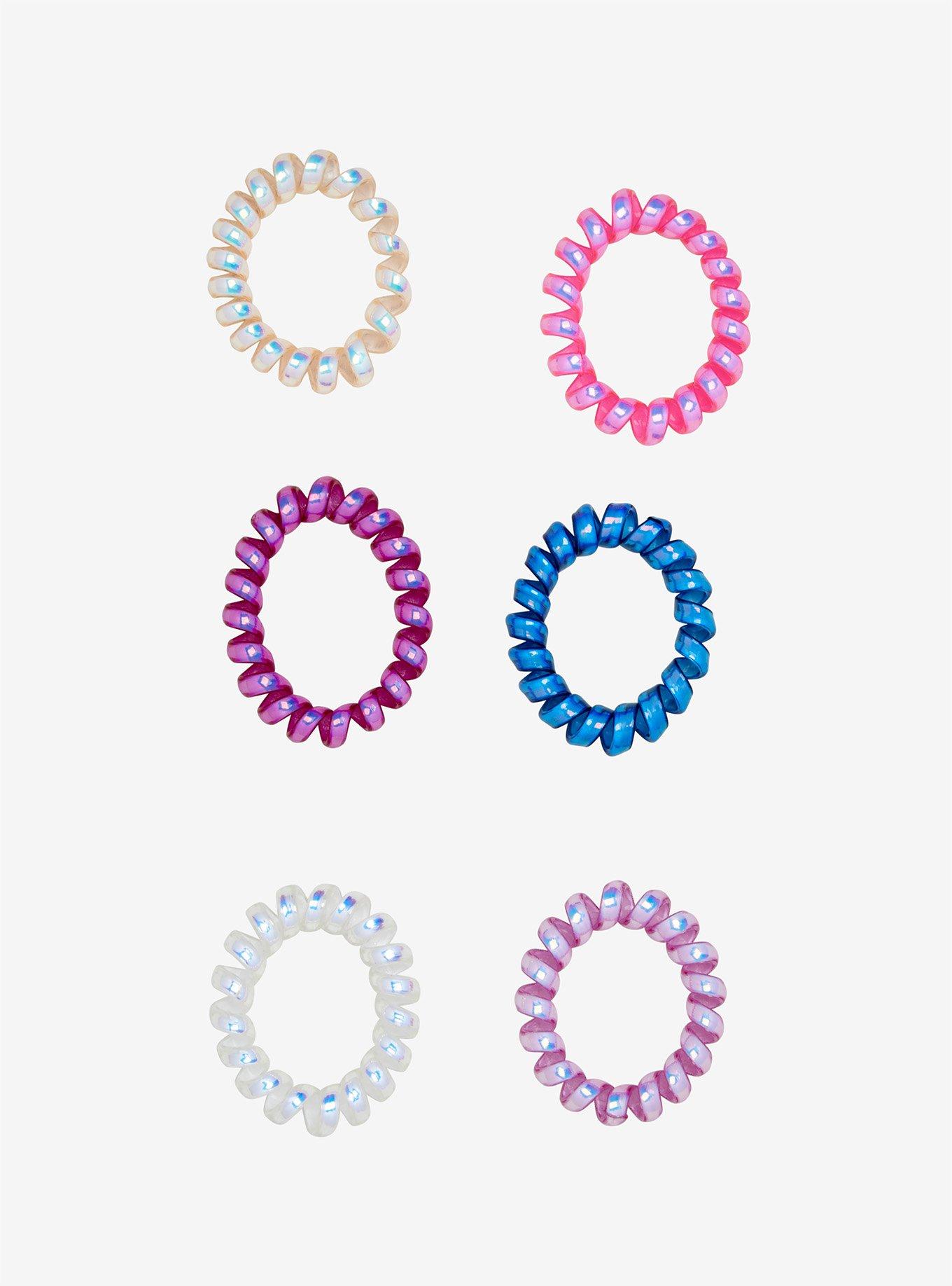 Blackheart Metallic Phone Cord Hair Tie Set, , alternate