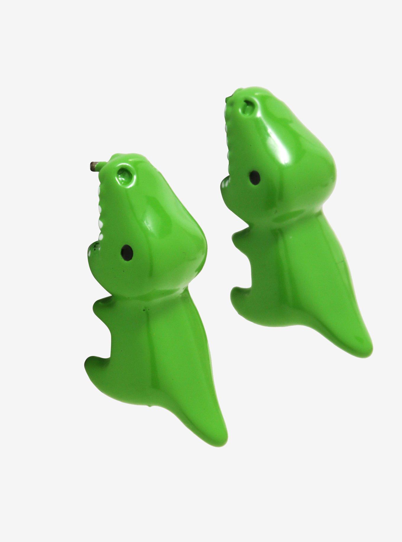 Blackheart Biting Dinosaur Earrings, , alternate