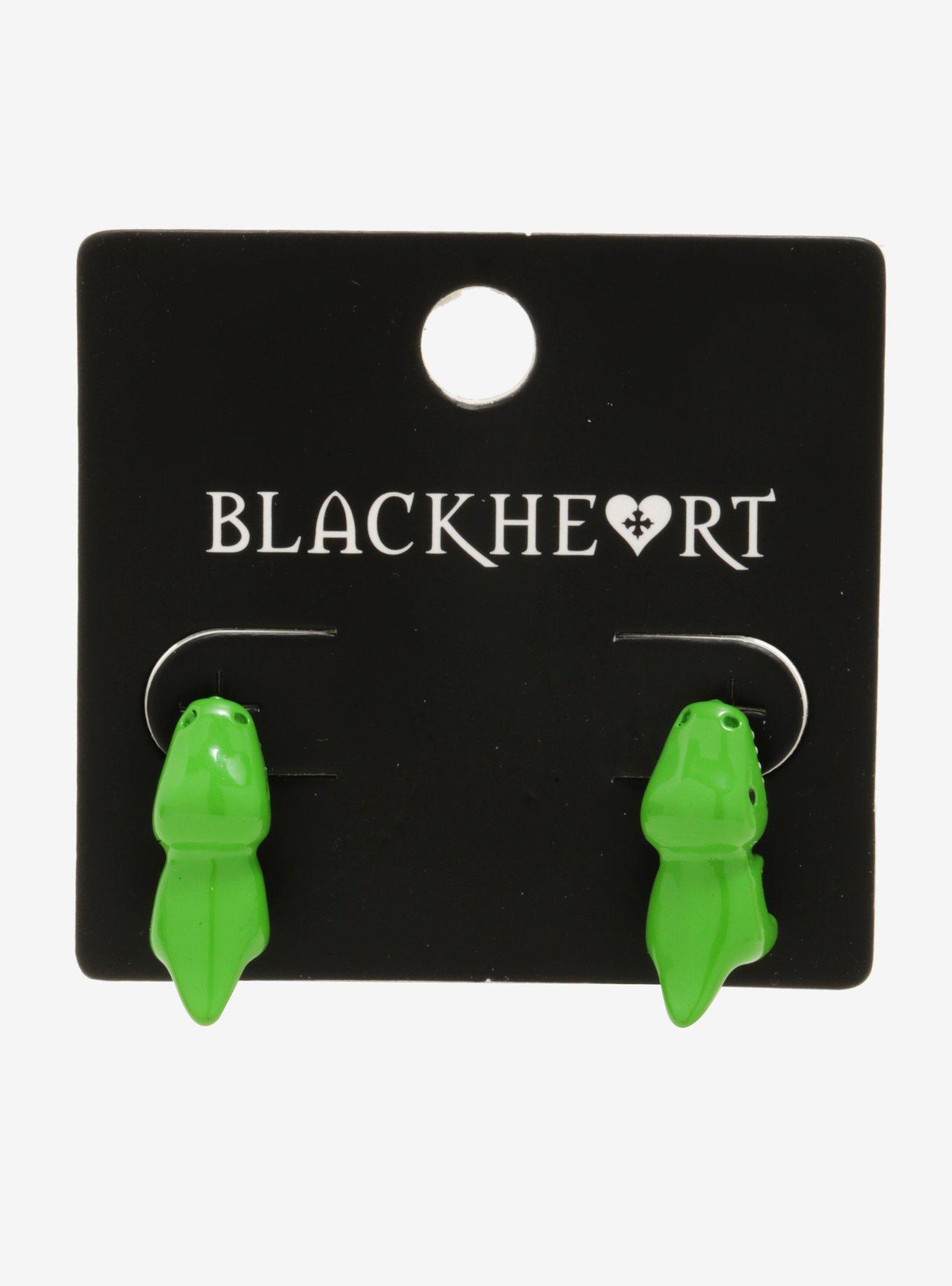 Blackheart Biting Dinosaur Earrings, , alternate