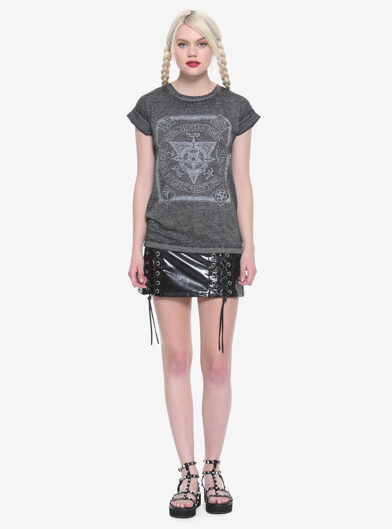 Supernatural Symbols Rolled Sleeve Girls Burnout T-Shirt, , alternate
