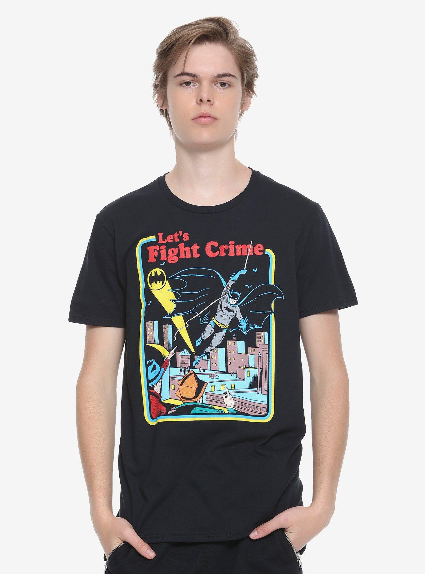 DC Comics Batman Let's Fight Crime Retro T-Shirt Hot Topic Exclusive, BLACK, alternate