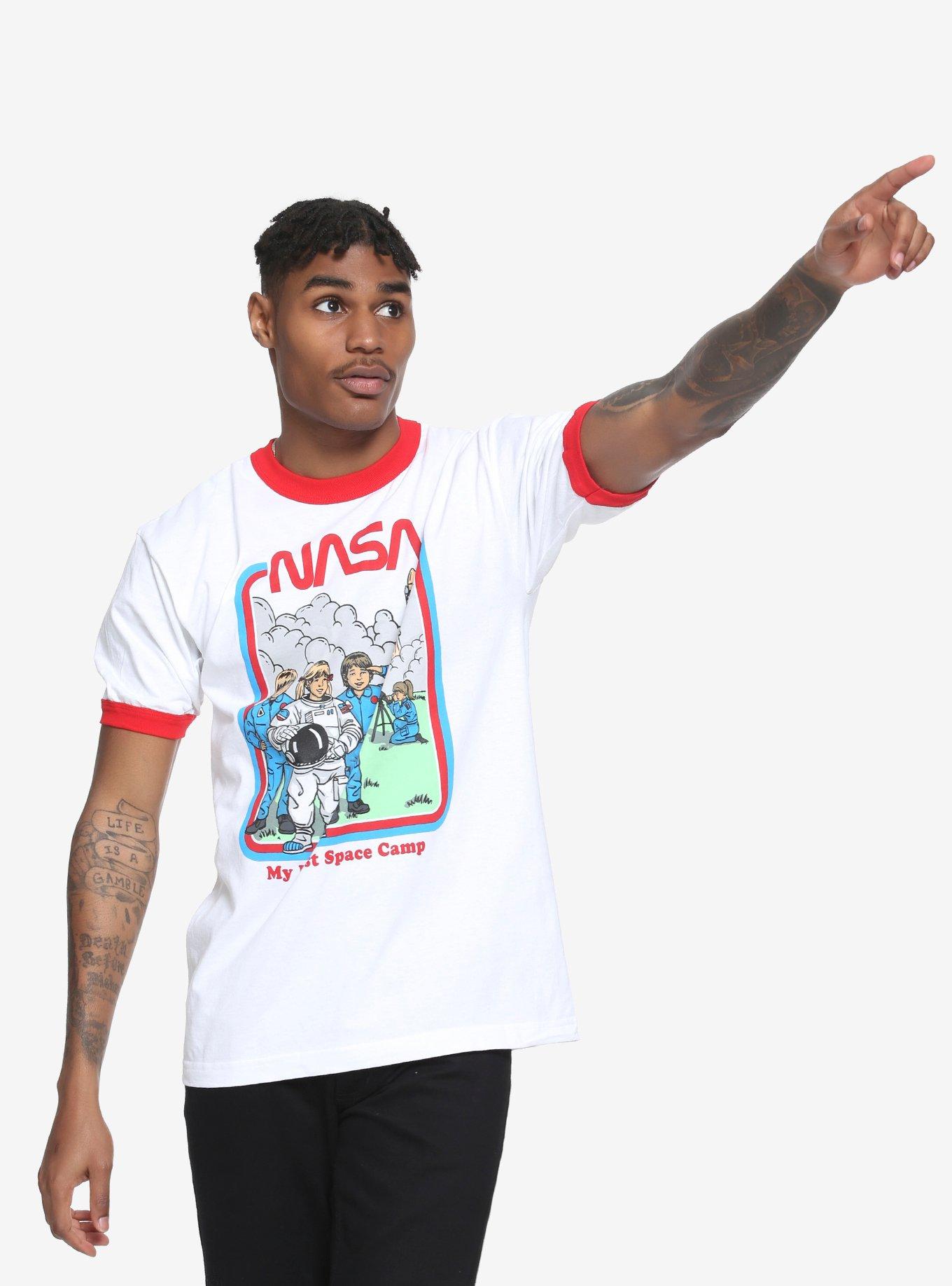 NASA Space Camp Retro Ringer T-Shirt Hot Topic Exclusive, WHITE, alternate