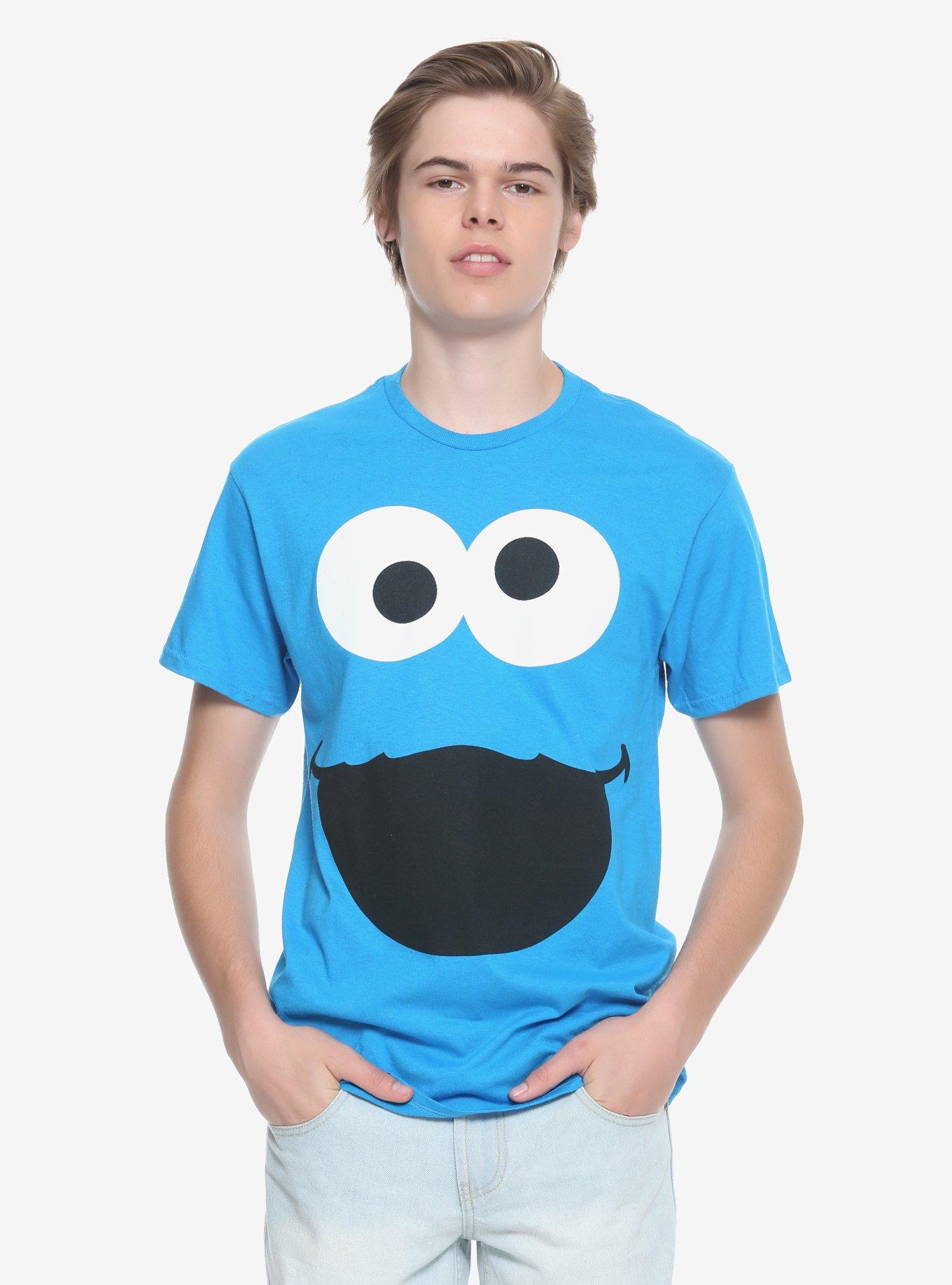 Sesame Street Cookie Monster Face Blue V-Neck Unisex T-Shirt - TeeHex