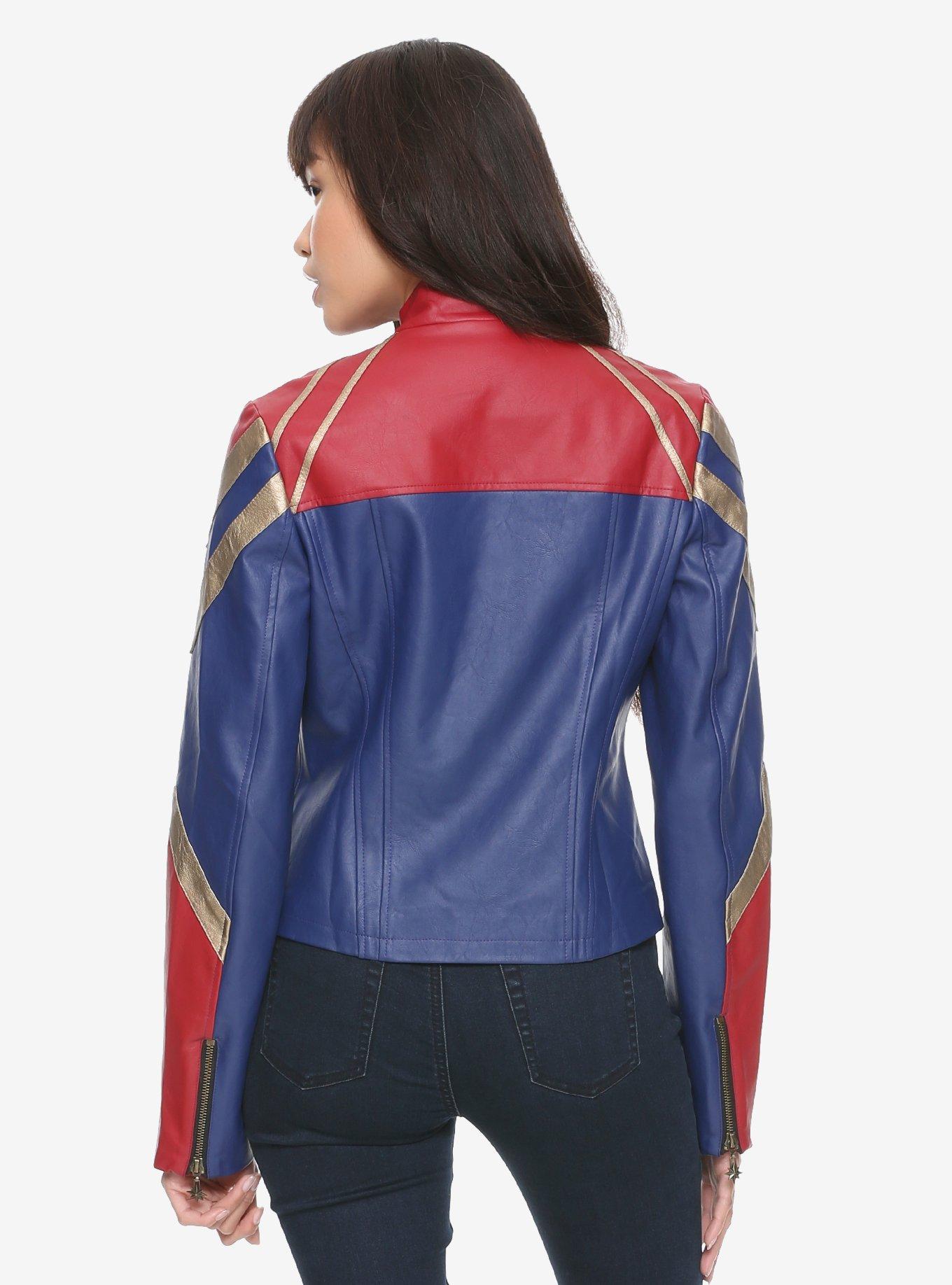 Marvel Captain Marvel Faux Leather Jacket, NAVY, alternate