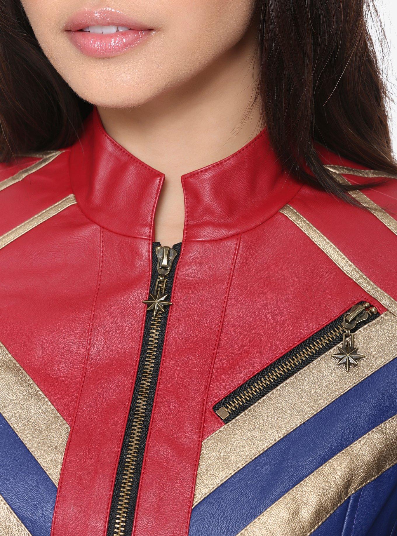 Marvel Captain Marvel Faux Leather Jacket, NAVY, alternate