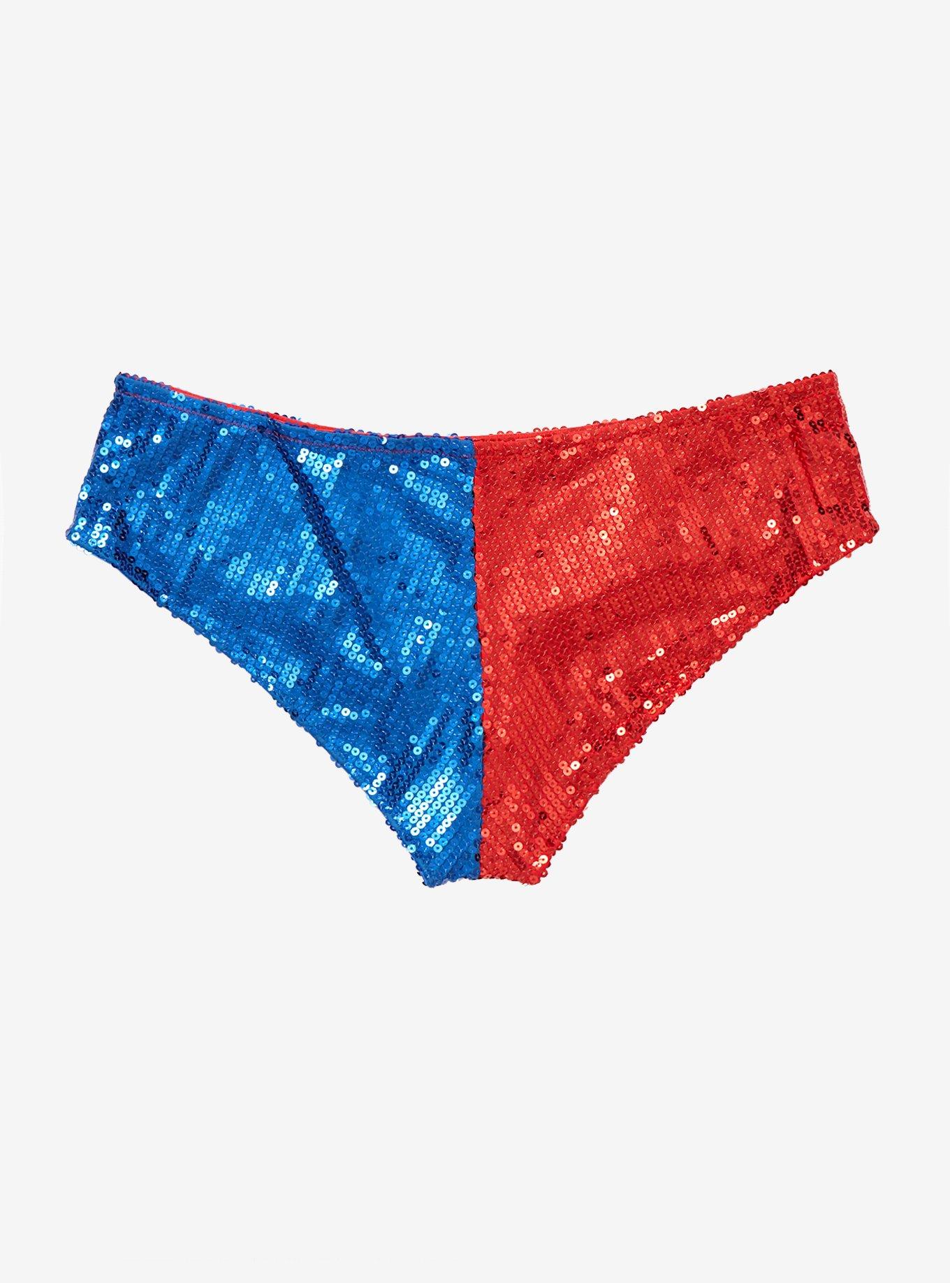 DC Comics Suicide Squad Harley Quinn Sequin Hot Pants Plus Size, MULTI, alternate