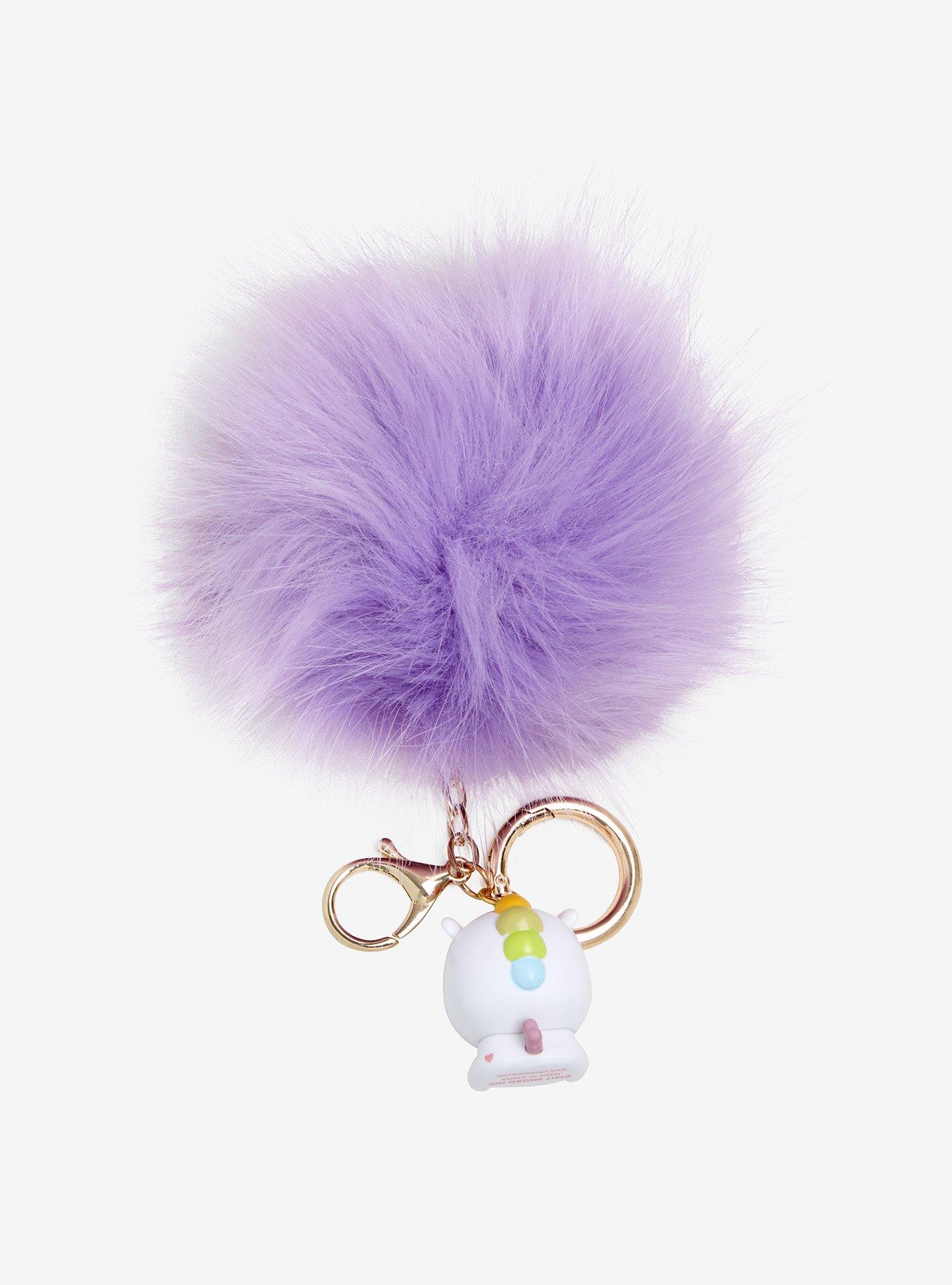 Unicorn Purple Pom Key Chain, , alternate