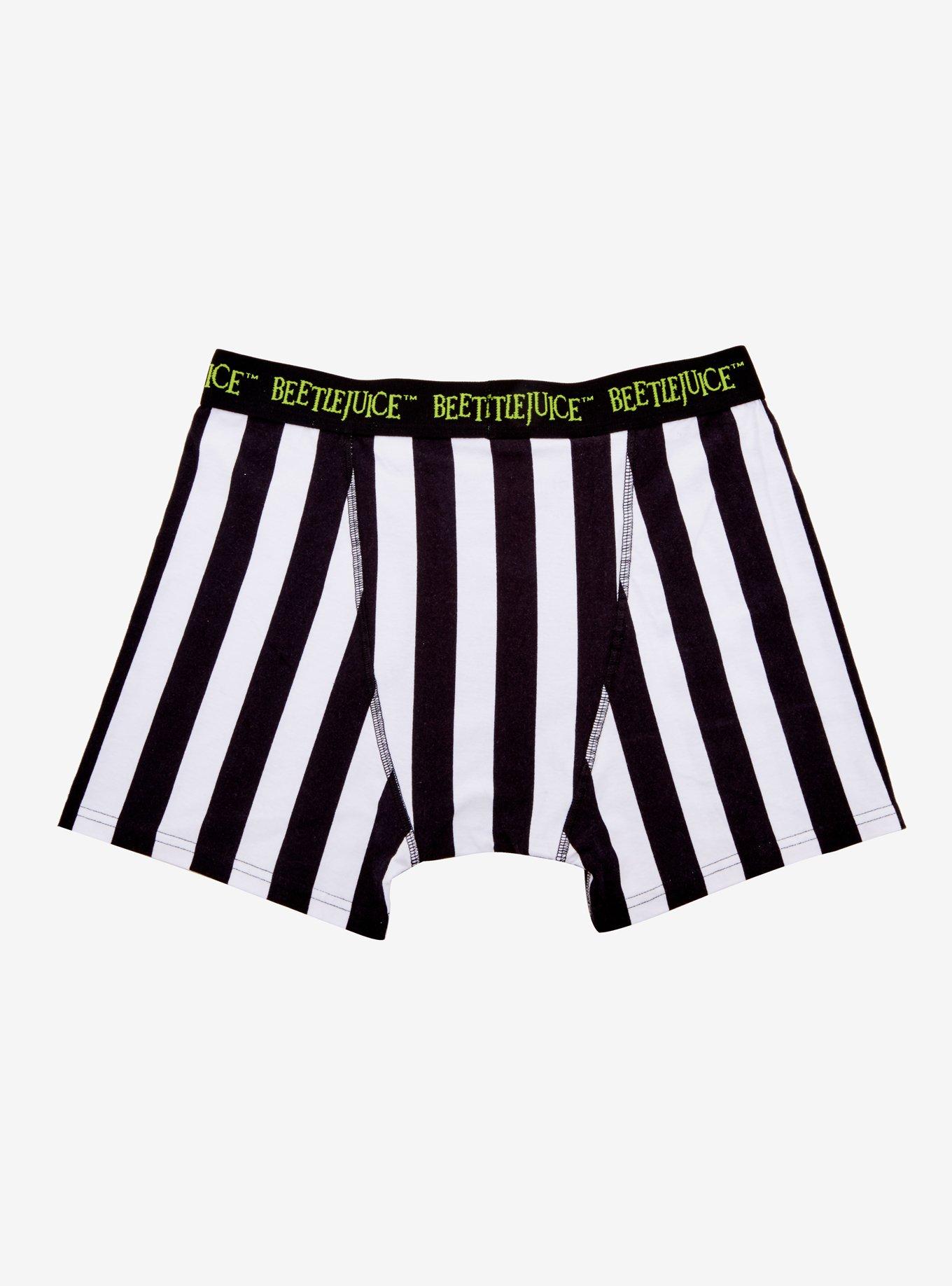 Beetlejuice Black & White Striped Boxer Briefs, , alternate