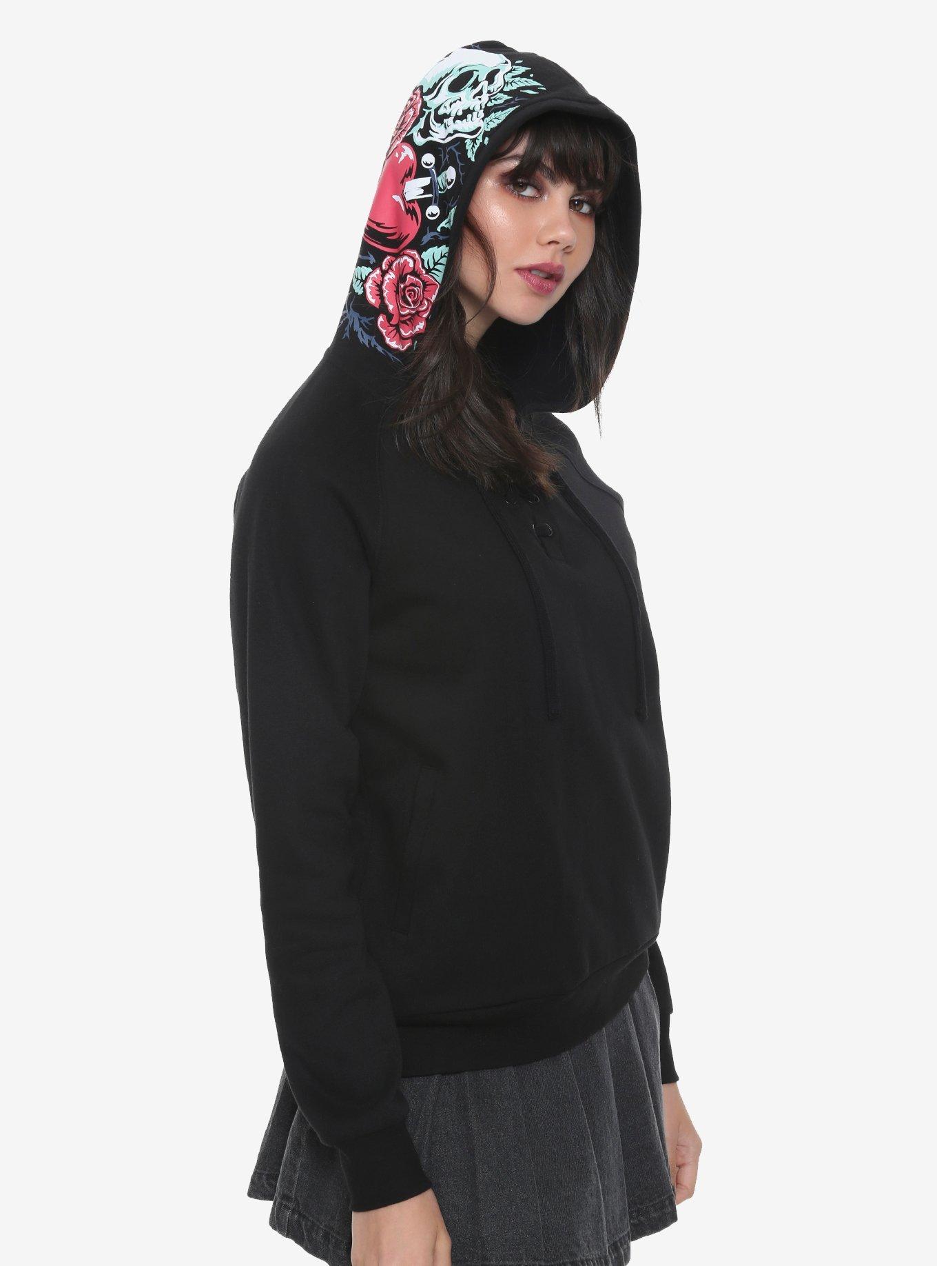 Disney Snow White And The Seven Dwarfs One Bite Poison Apple Girls Hoodie, BLACK, alternate