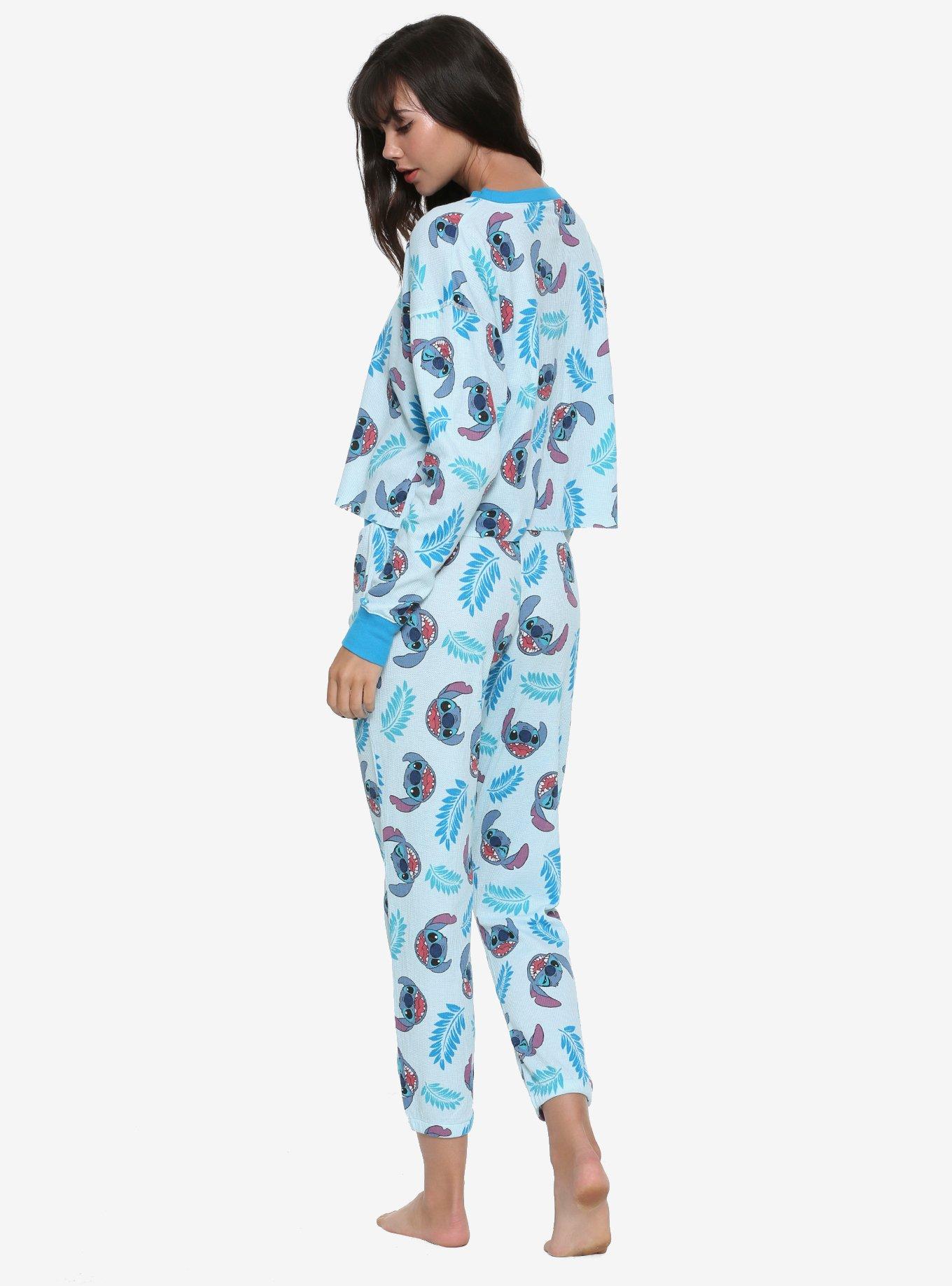 Disney Lilo & Stitch Leaves With Stitch Girls Thermal Pajama Set, BLUE, alternate