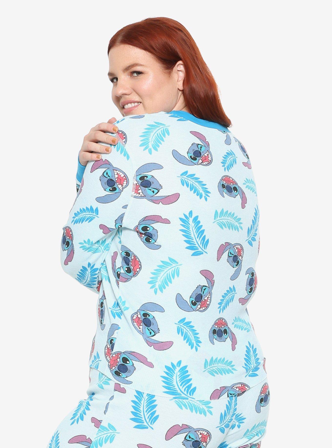 Disney Lilo & Stitch Leaves & Stitch Girls Thermal Pajama Set Plus Size, BLUE, alternate