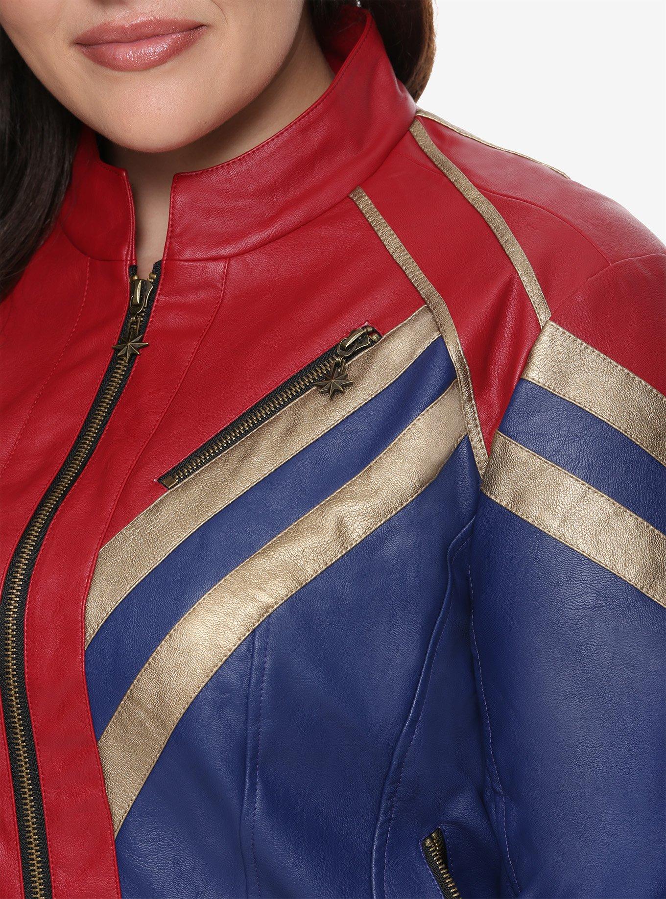Marvel Captain Marvel Faux-Leather Jacket Plus Size, , alternate