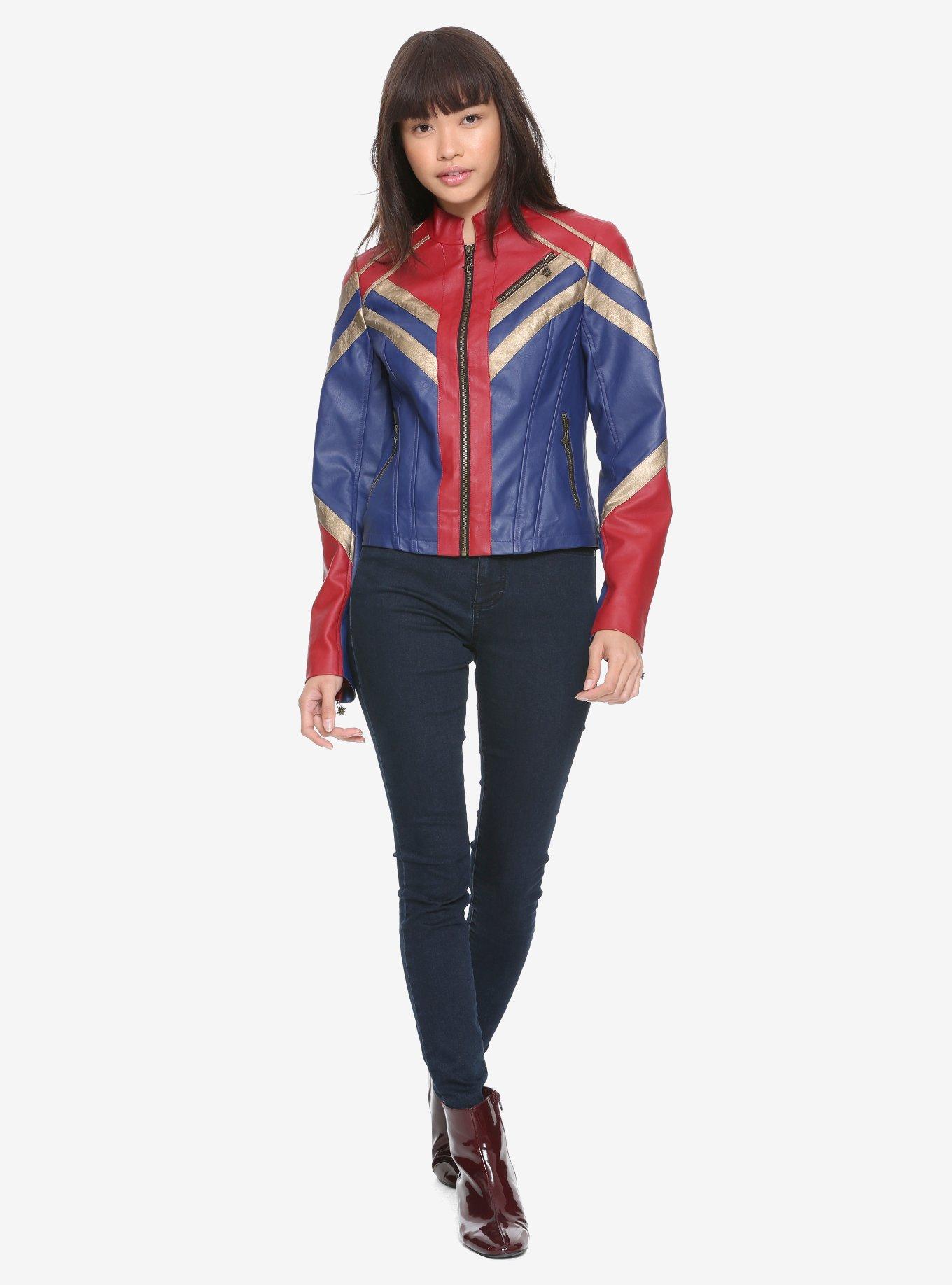 Marvel Captain Marvel Faux-Leather Jacket, , alternate