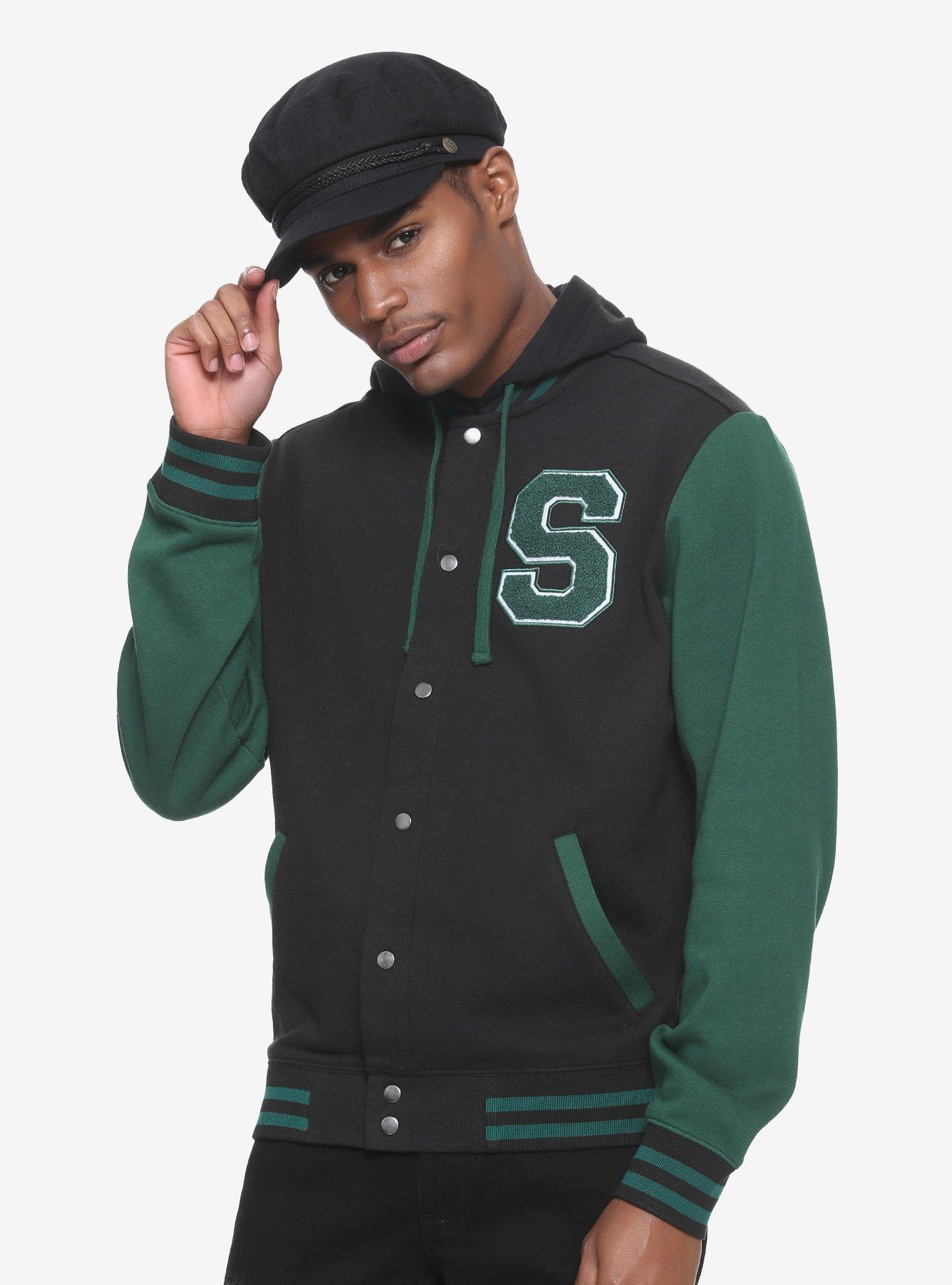 Harry Potter Slytherin Green & Black Varsity Hoodie Hot Topic Exclusive, , alternate