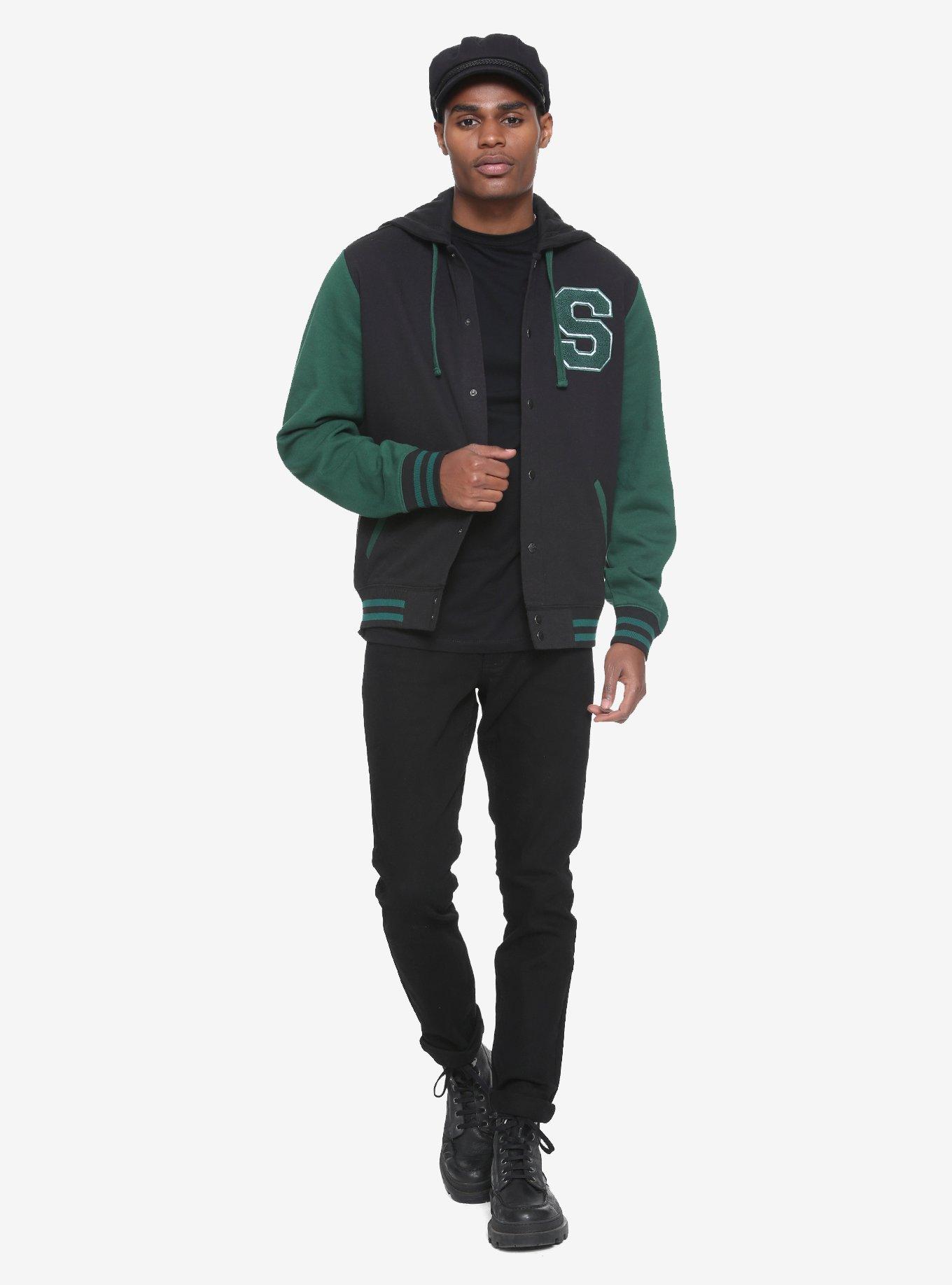 Hot topic outlet slytherin varsity jacket