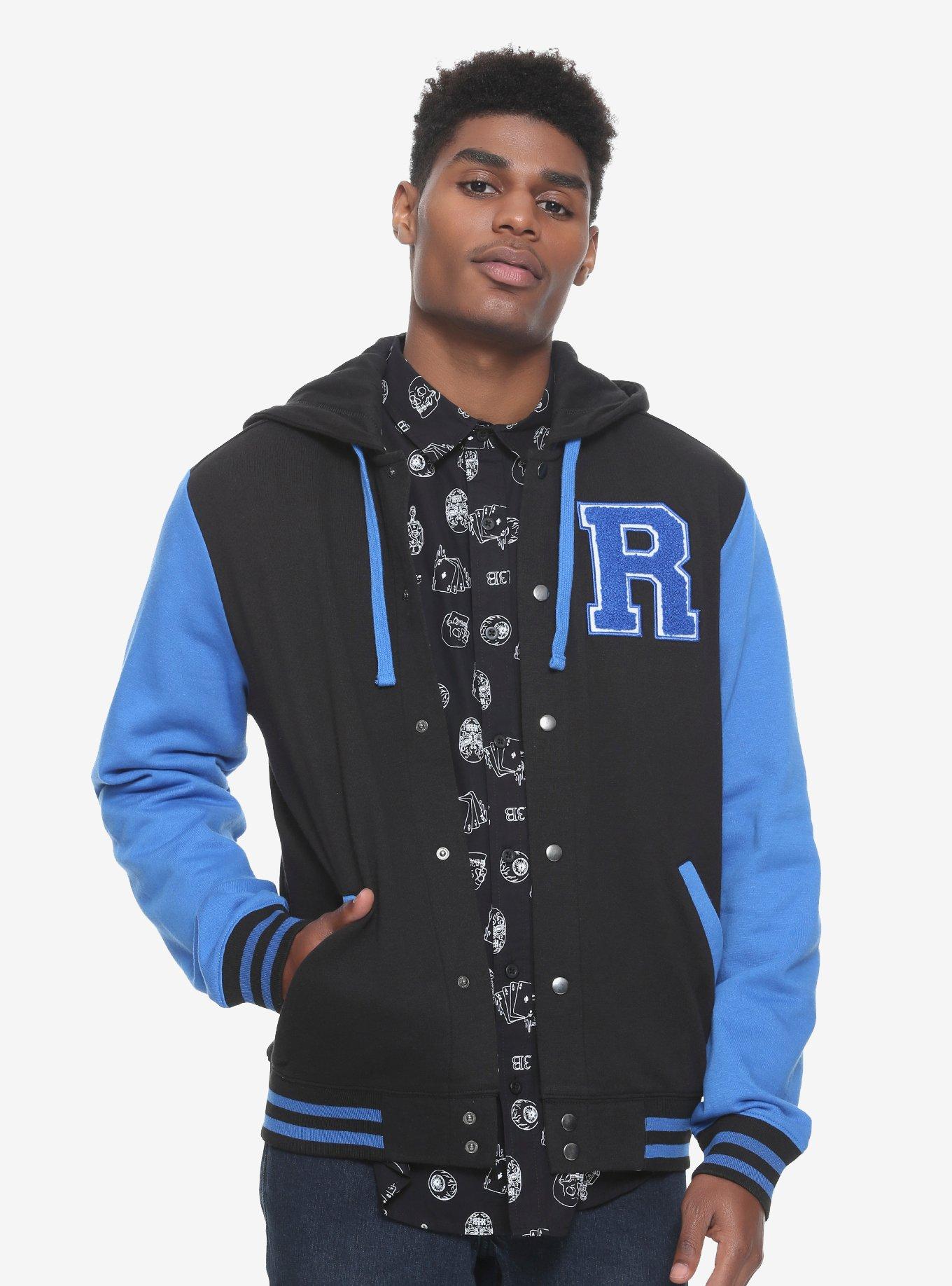 Harry Potter Ravenclaw Black & Blue Varsity Hoodie Hot Topic Exclusive, , alternate